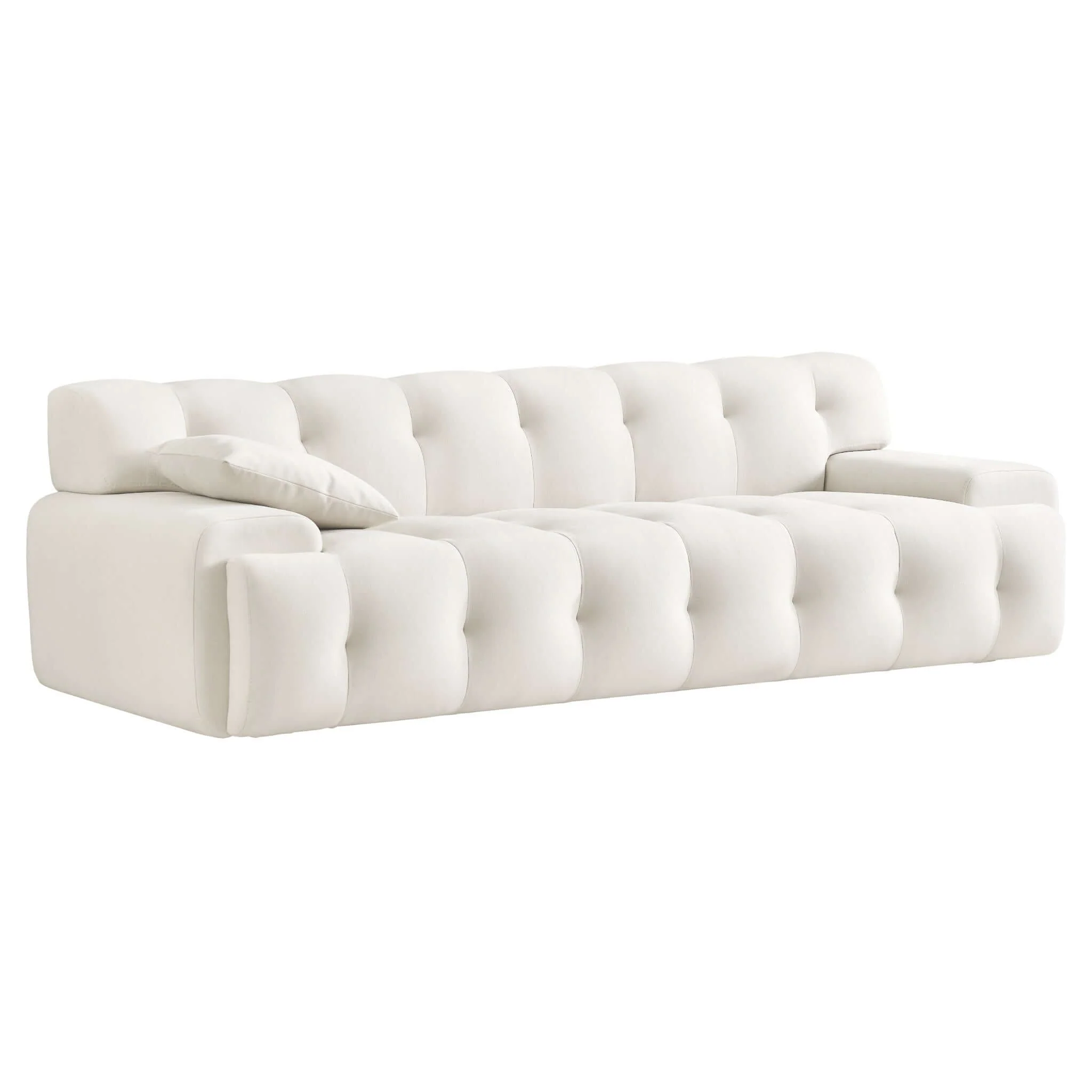 Brampton Mid Century 90 Inch Cream Velvet Sofa - Image 2
