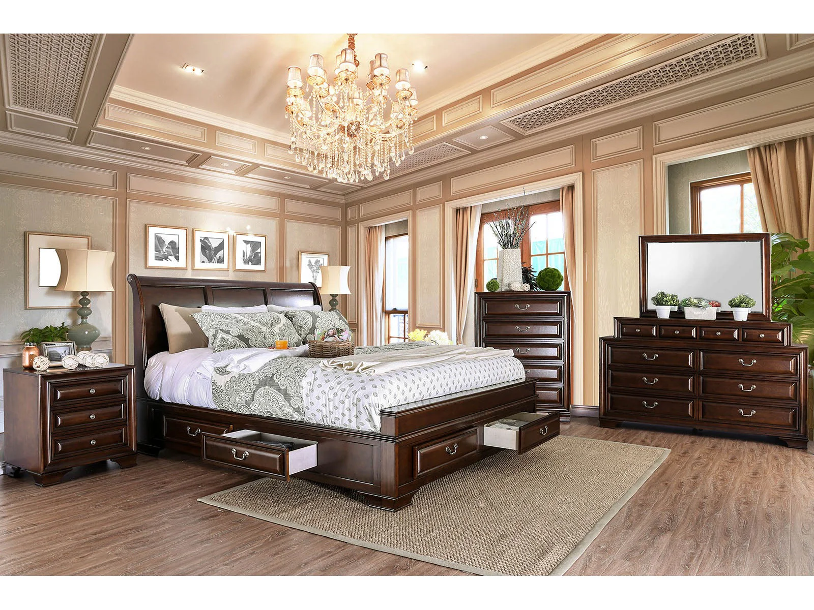 Brandt Brown Cherry 5 Pc. Queen Bedroom Set w/ Chest