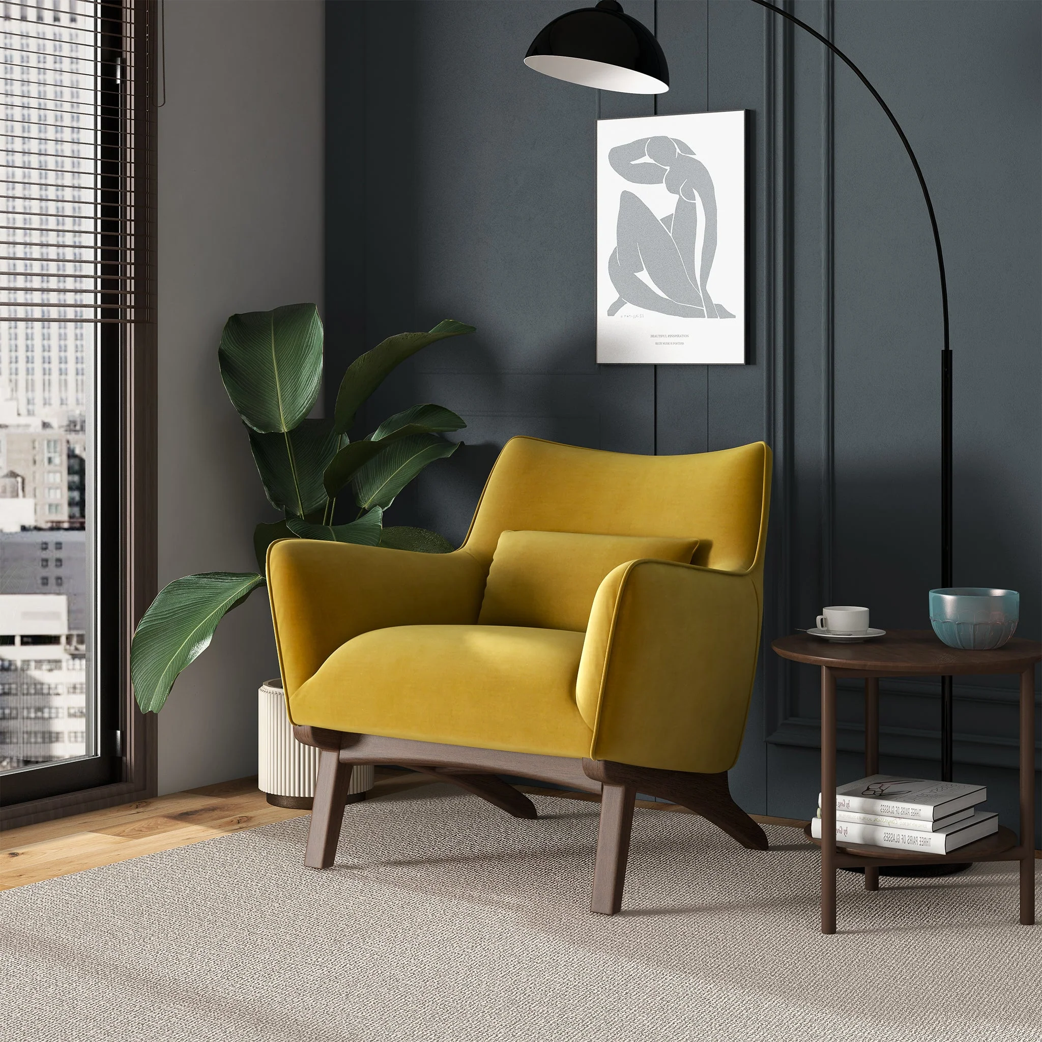 Brayden Lounge Chair (Gold - Velvet) - Image 2