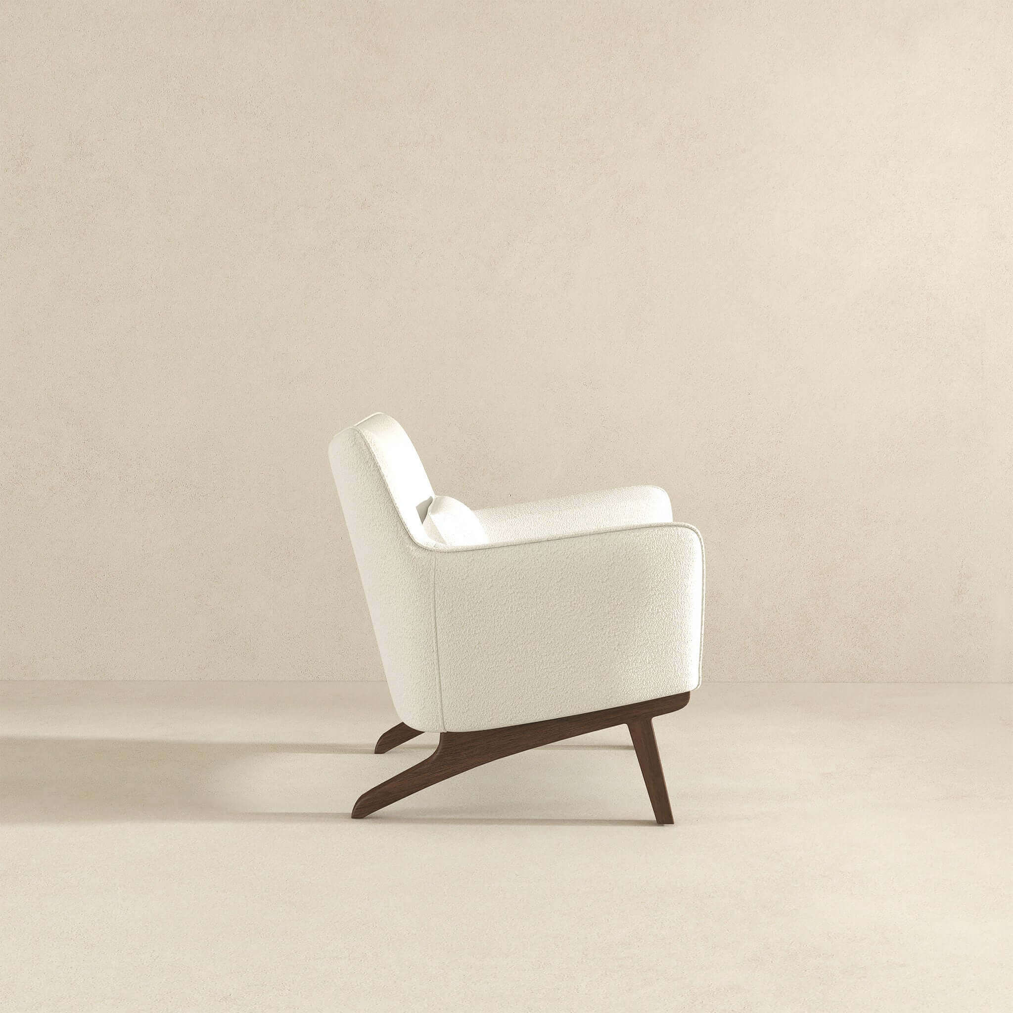 Brayden Mid Century Modern Beige Boucle Armchair - Image 5