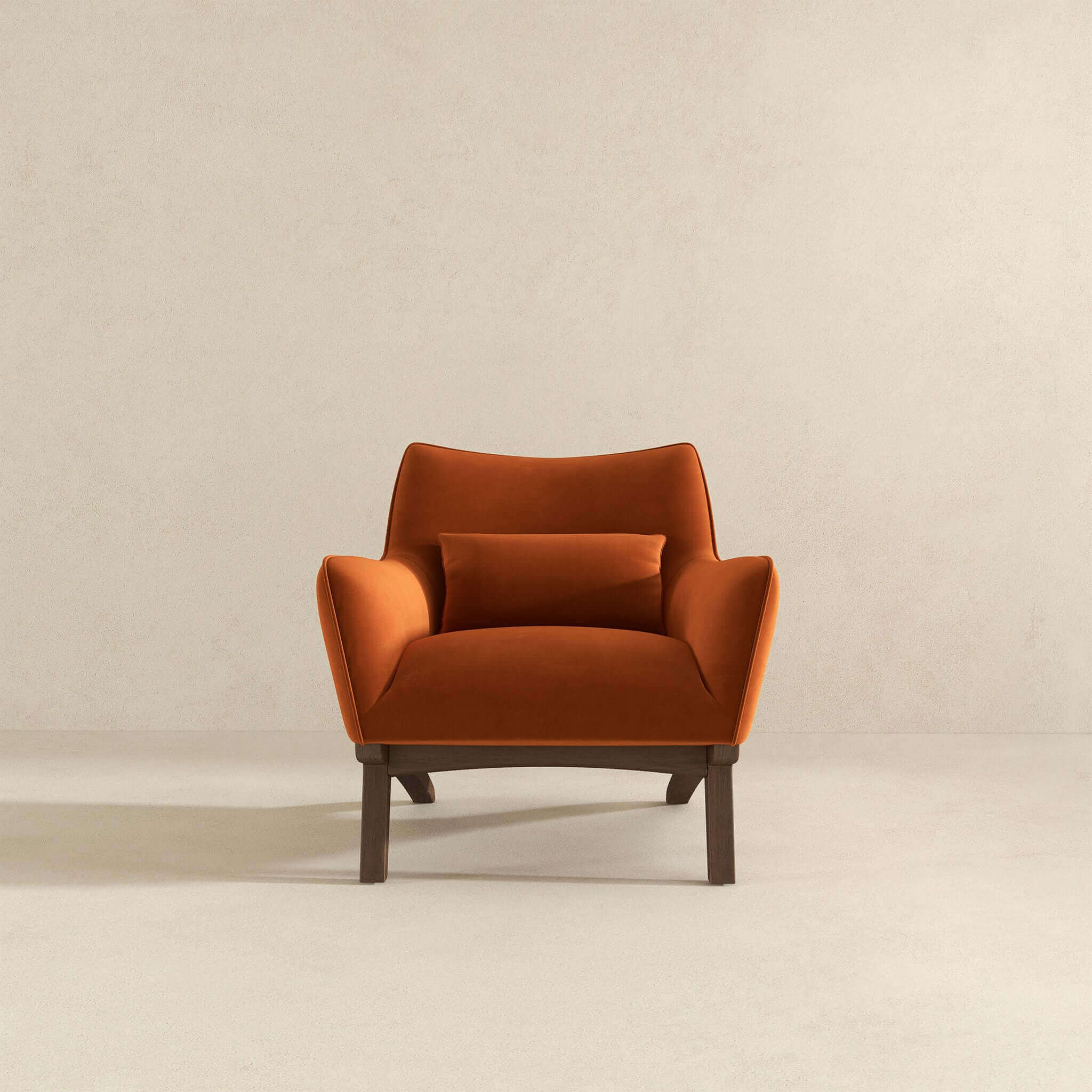 Brayden Mid Century Modern Burnt Orange Velvet Armchair - Image 3