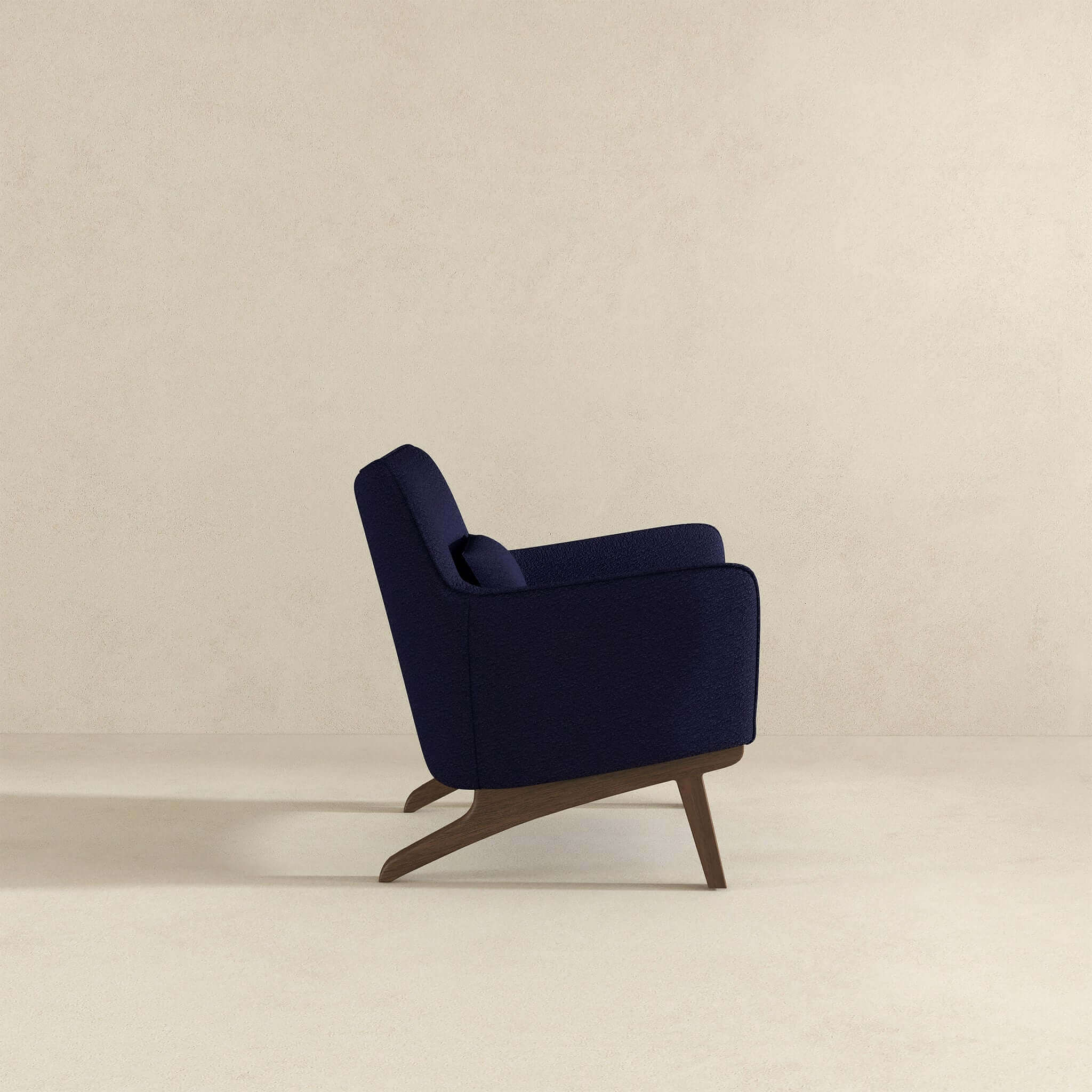 Brayden Mid Century Modern Dark Blue Boucle Armchair - Image 5