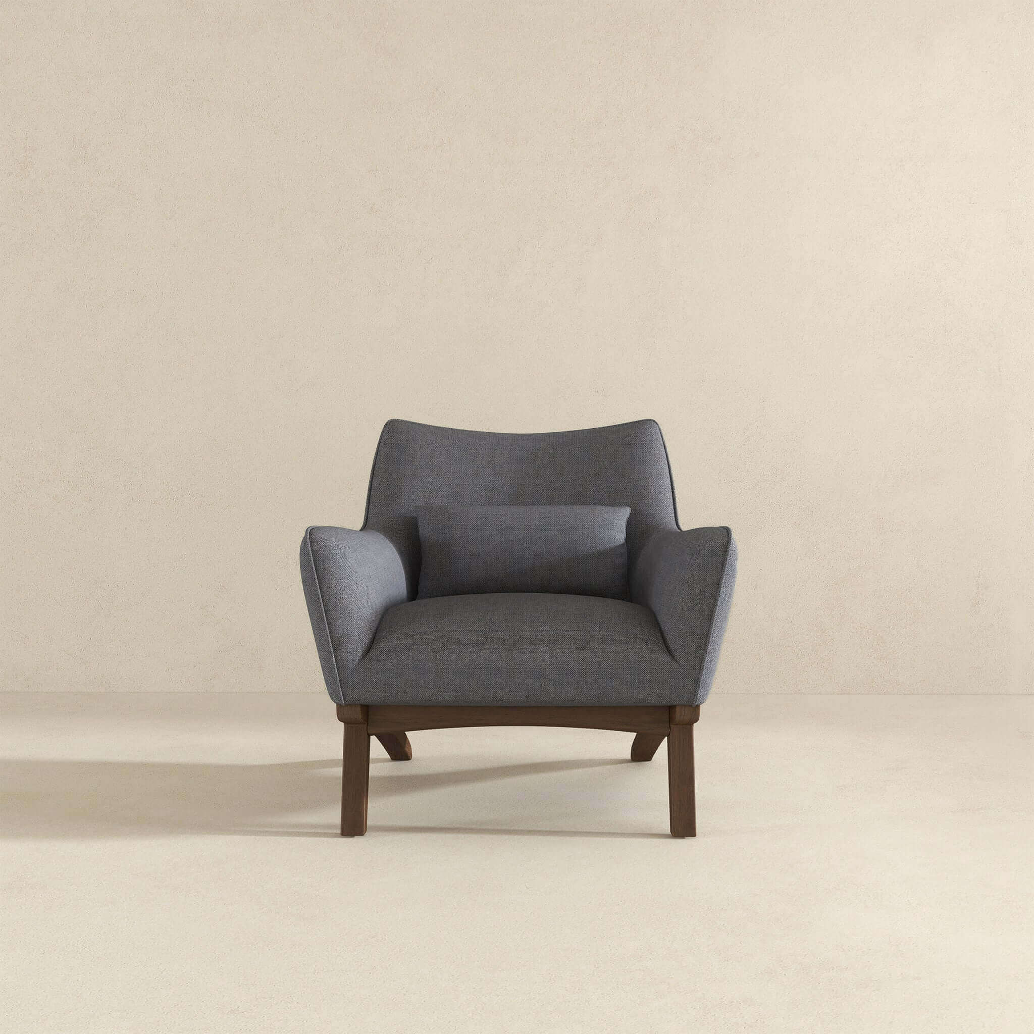 Brayden Mid Century Modern Sea Side Grey Linen Armchair - Image 3