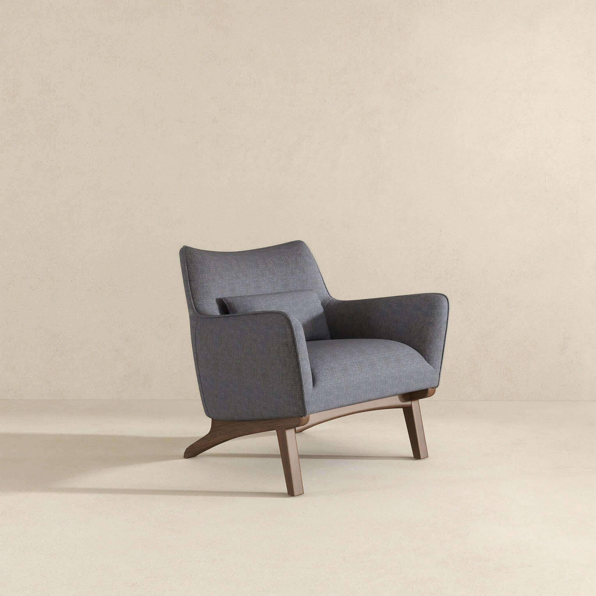 Brayden Mid Century Modern Sea Side Grey Linen Armchair - Image 4