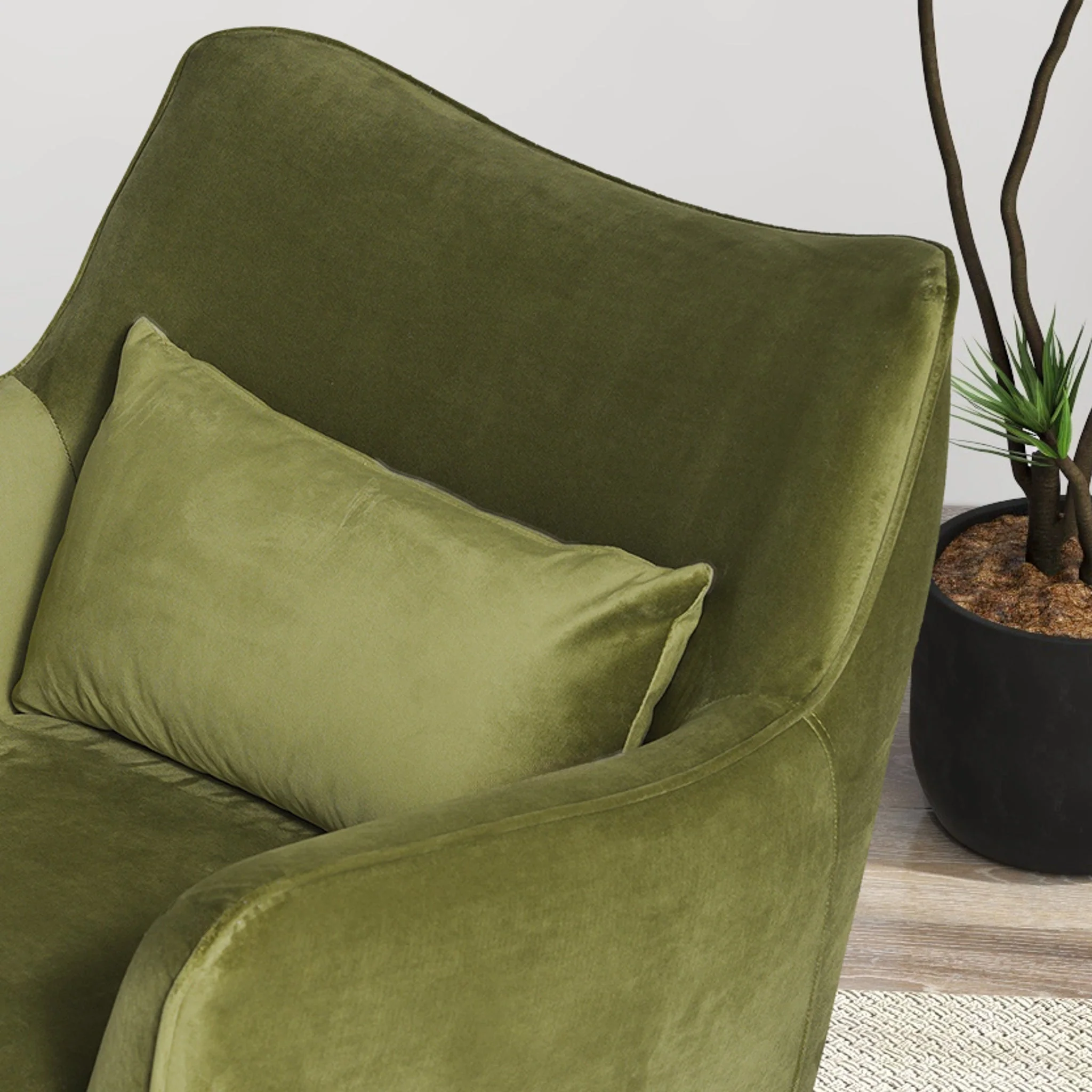 Brayden Olive Green Velvet Lounge Chair - Image 5