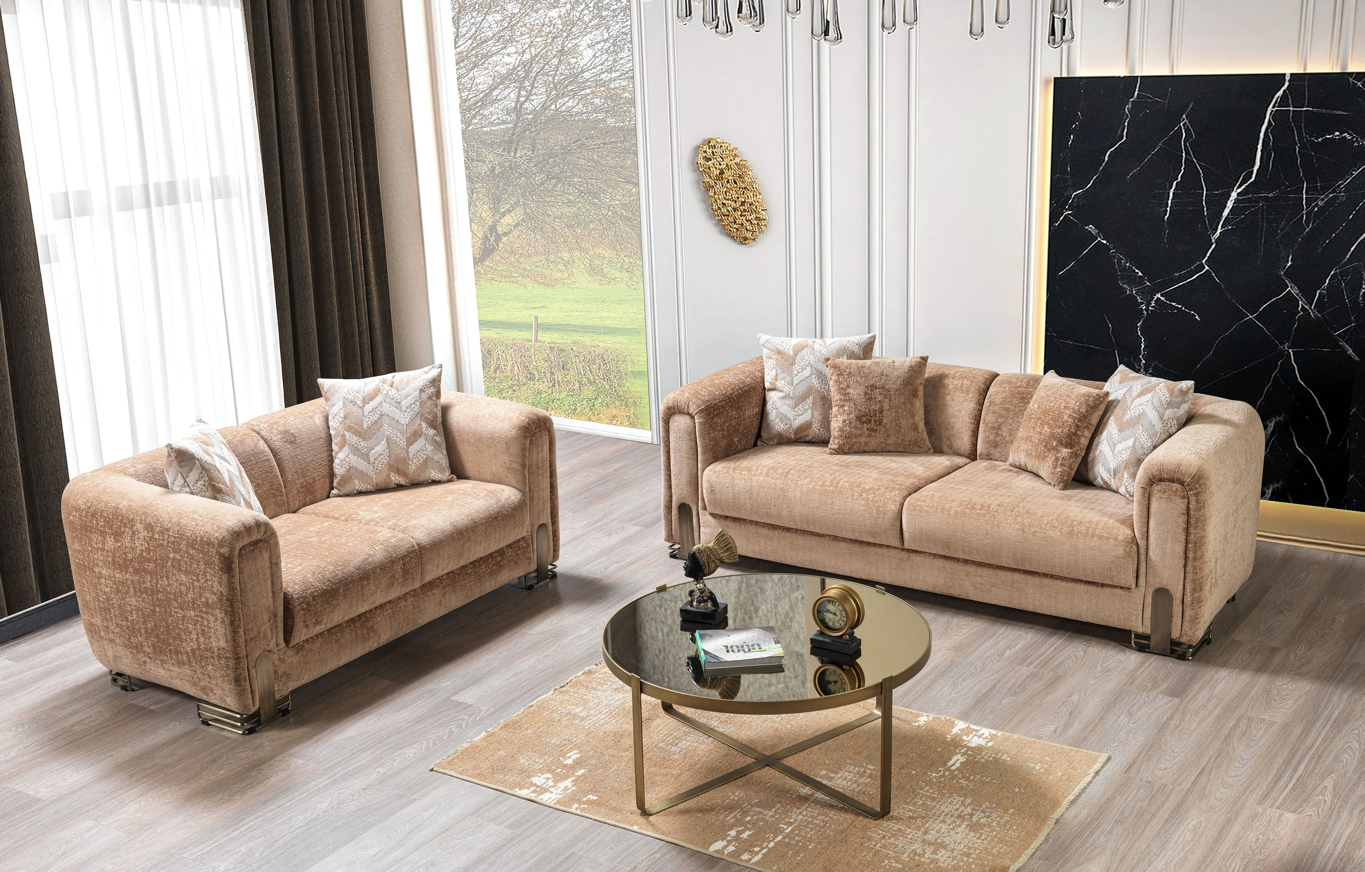 Brenda Coffee  Boucle  Sofa 93" & Loveseat 71" - Image 3
