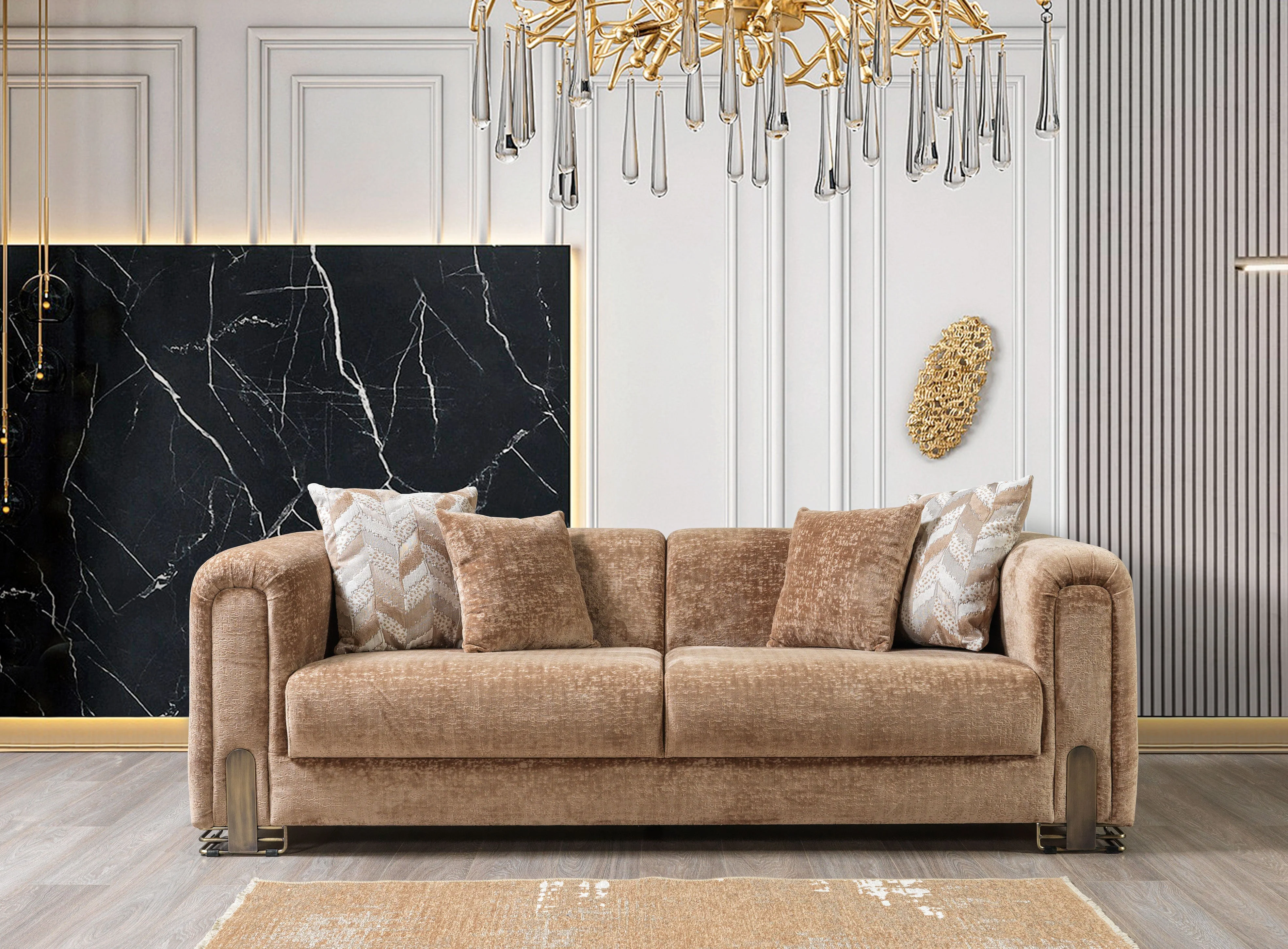 Brenda Coffee  Boucle  Sofa 93" & Loveseat 71" - Image 5