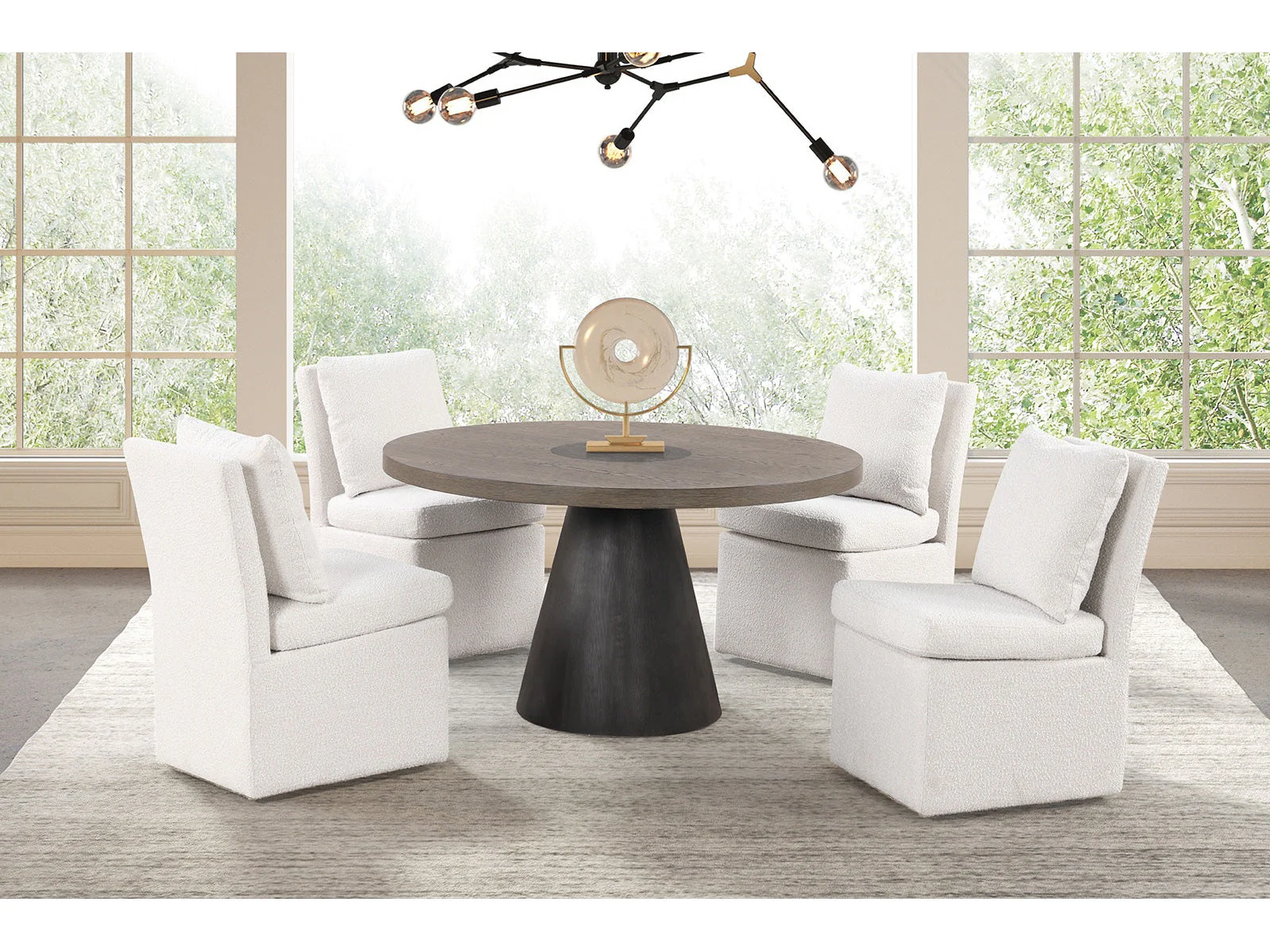 Broager Rustic Oak/Dark Walnut 5 Piece Dining Set