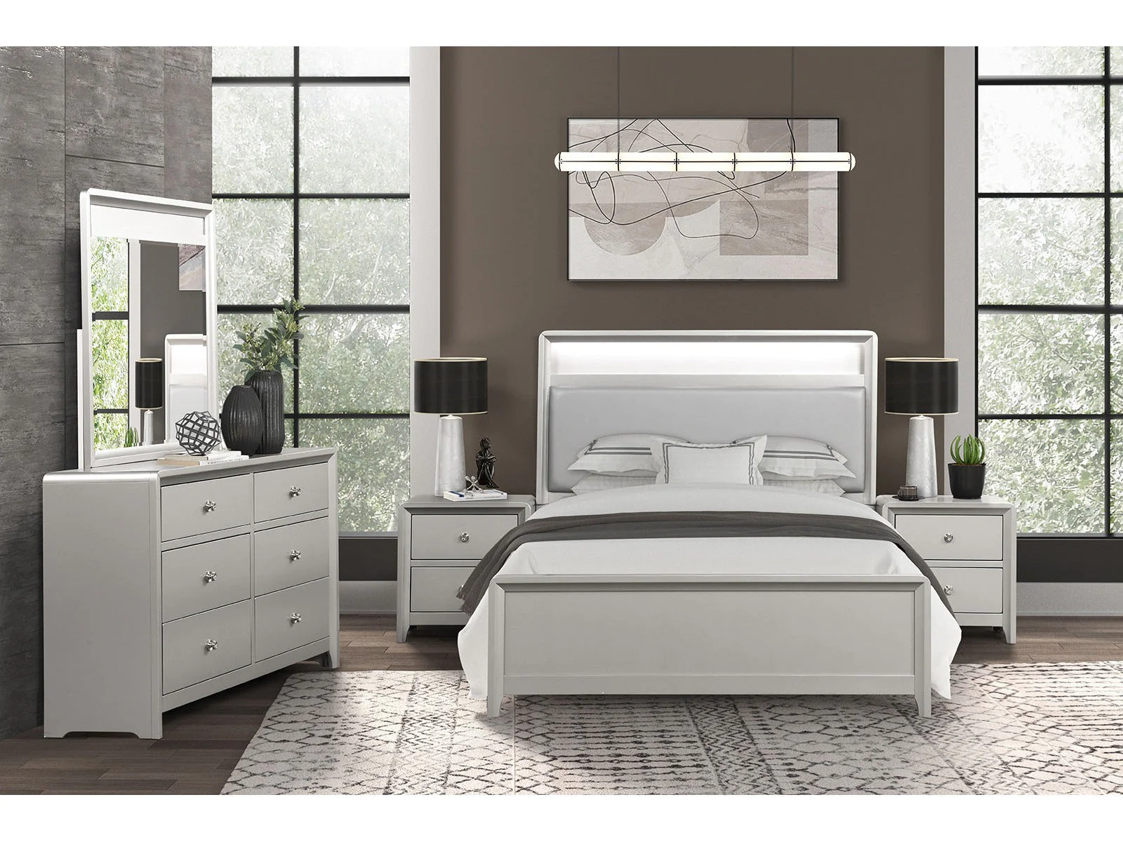 Bryne Champagne Queen 5 Piece Bedroom Set w/Chest