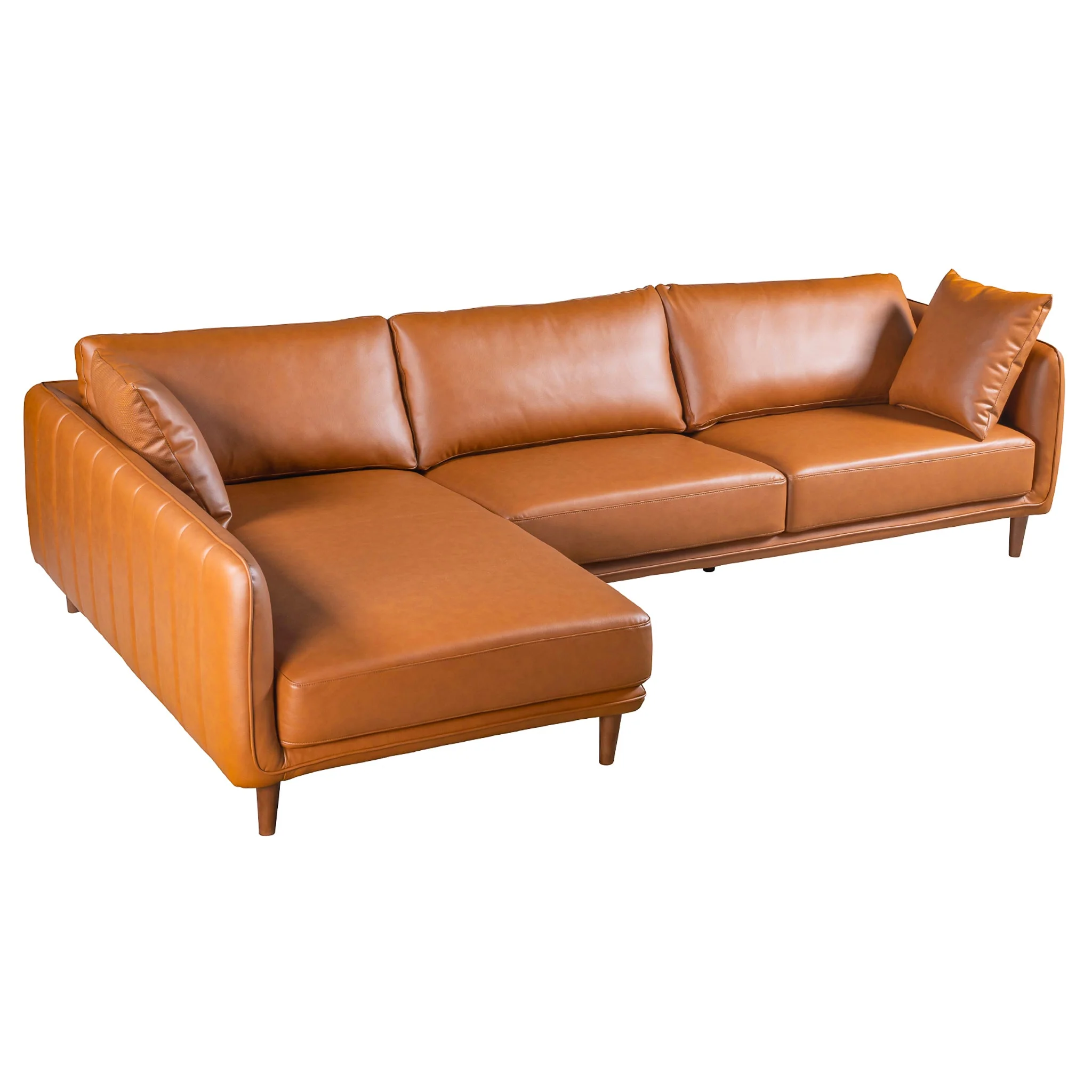 Cairo Sectional Left Sofa - Cognac Vegan Leather - Image 3