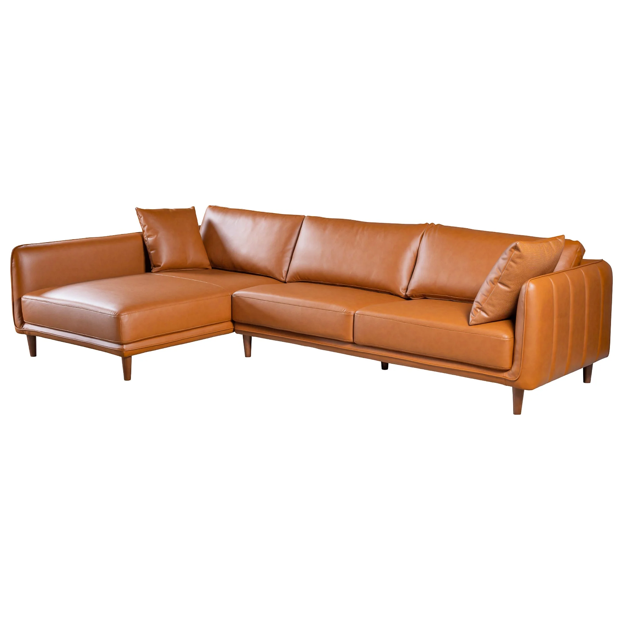 Cairo Sectional Left Sofa - Cognac Vegan Leather - Image 4