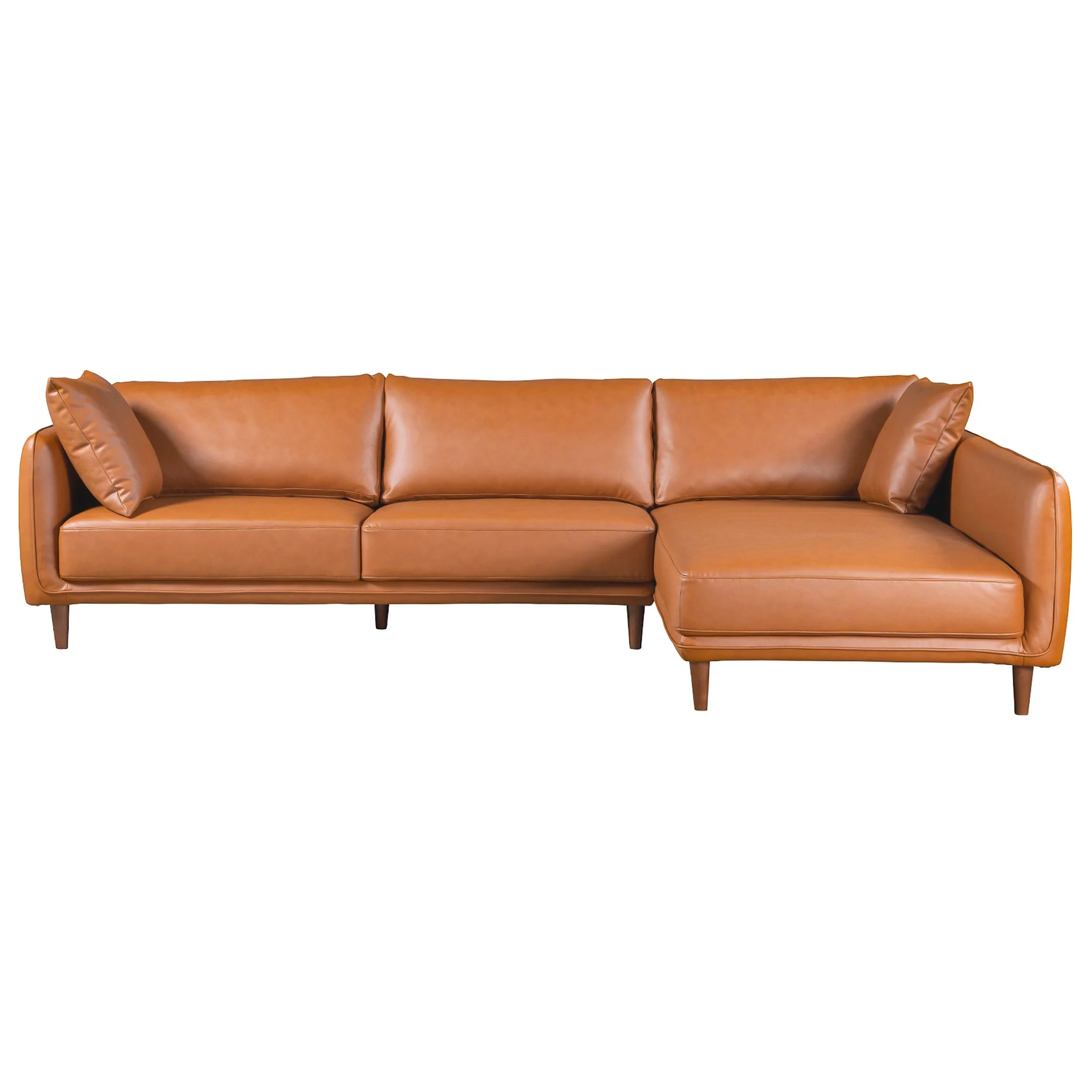 Cairo Sectional Right Sofa - Cognac Vegan Leather - Image 2