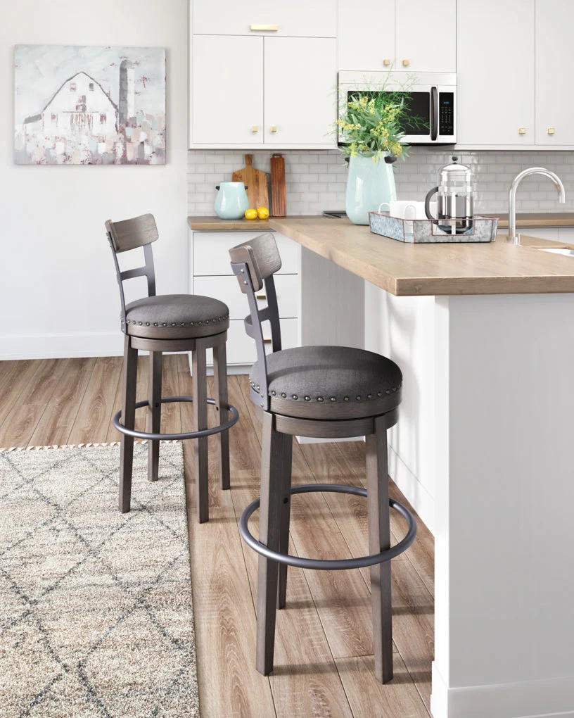 Caitbrook Tall Upholstered Swivel Barstool - Image 2