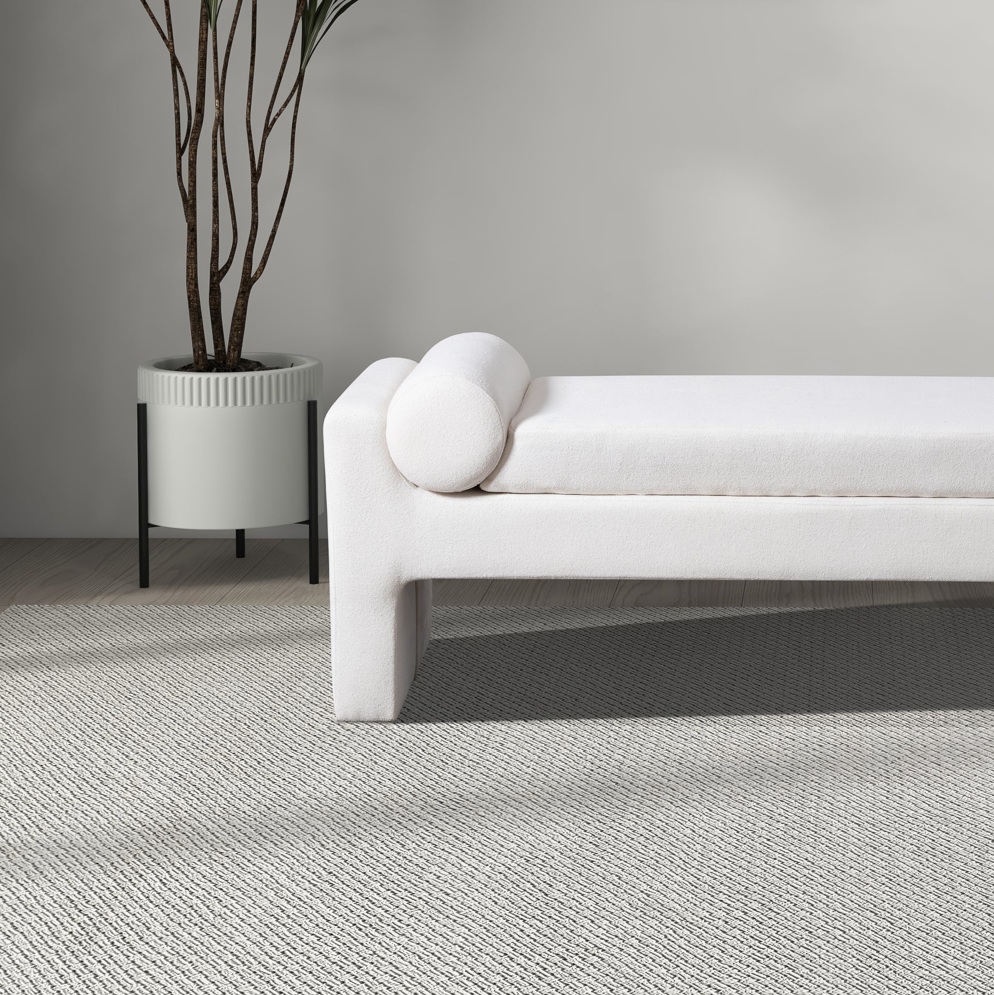 Camden Bench in White Boucle - Image 5
