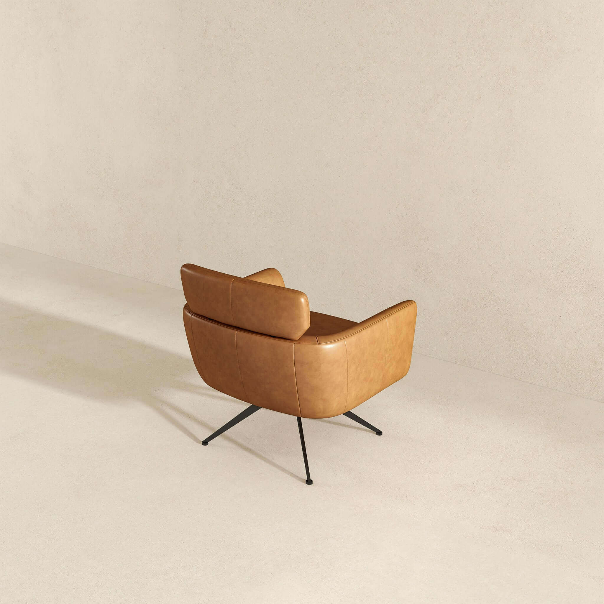 Camila Tan Leather Lounge Chair - Image 5