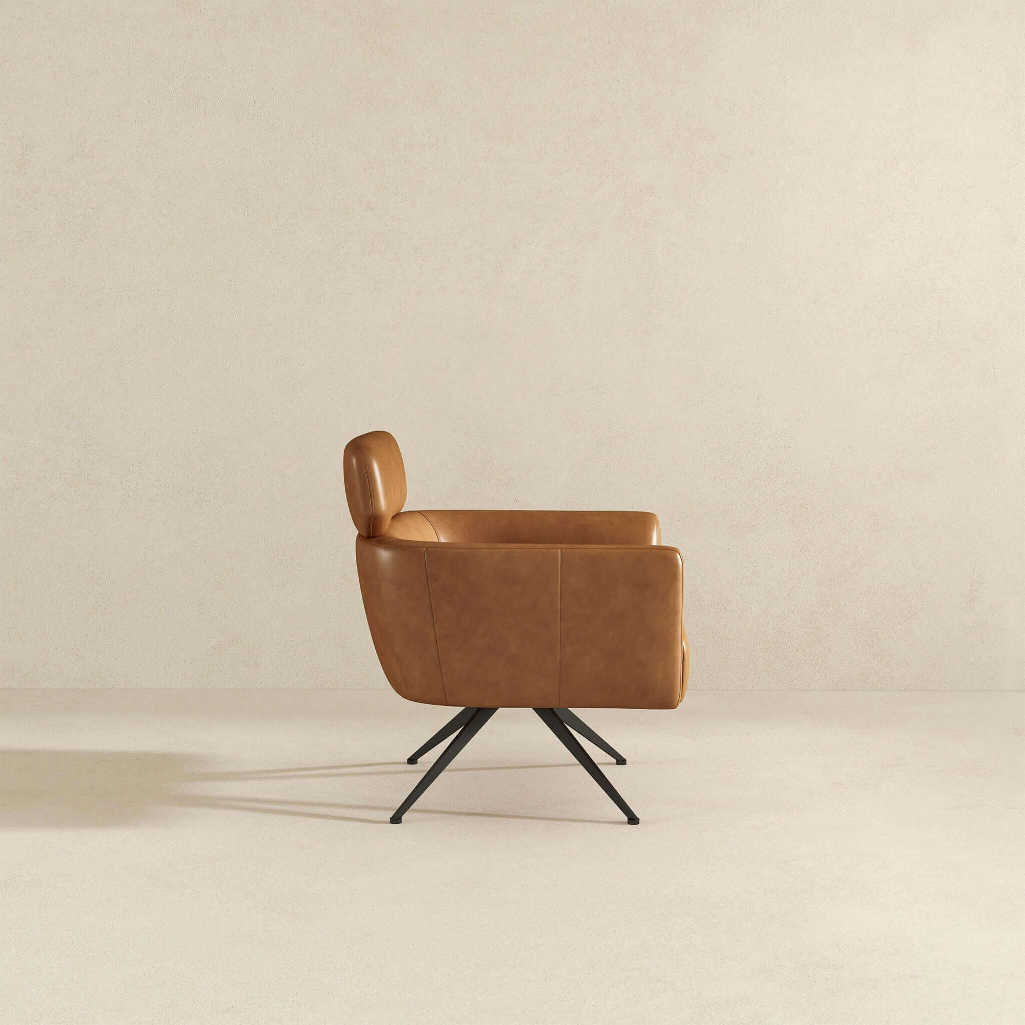 Camila Tan Leather Lounge Chair - Image 6