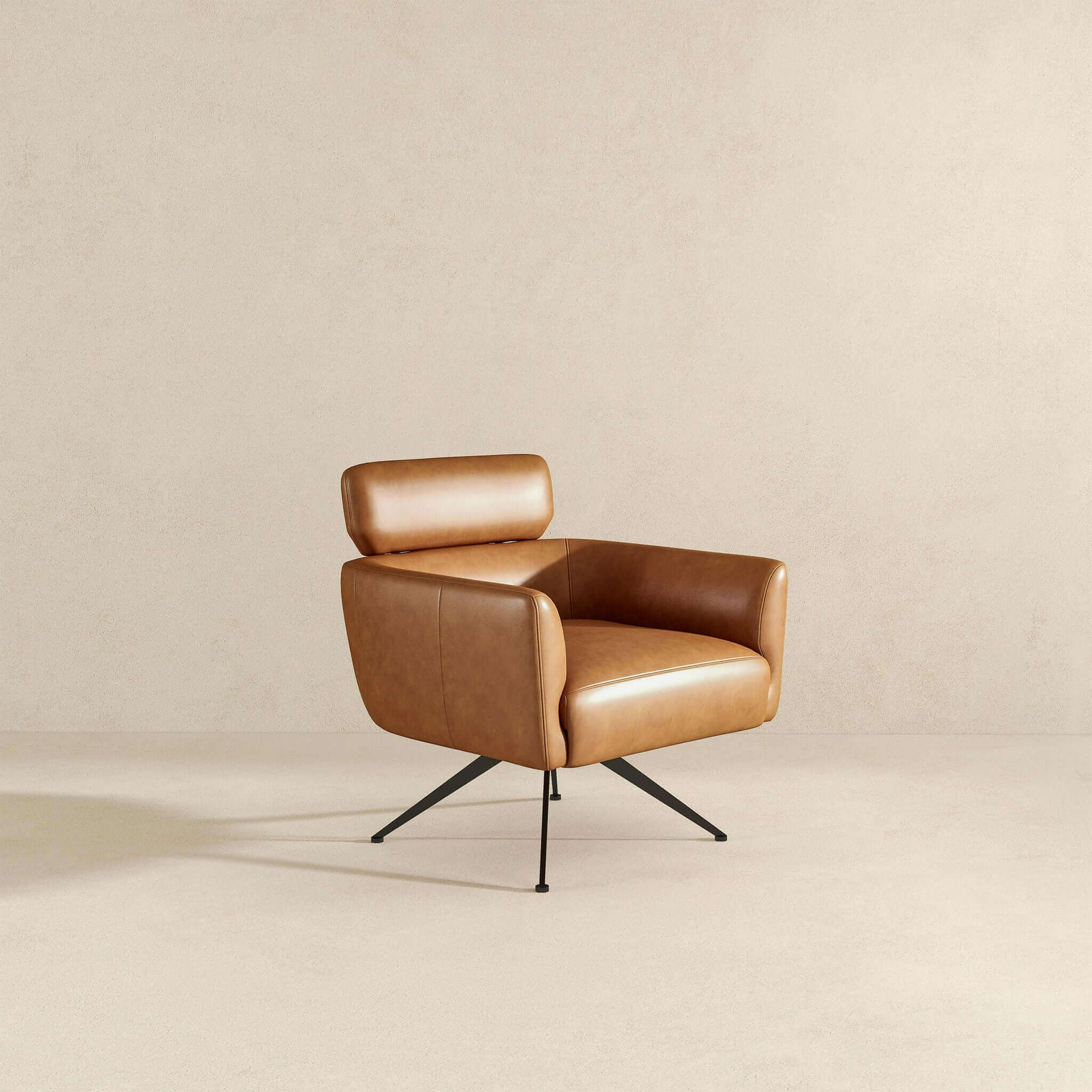 Camila Tan Leather Lounge Chair - Image 7