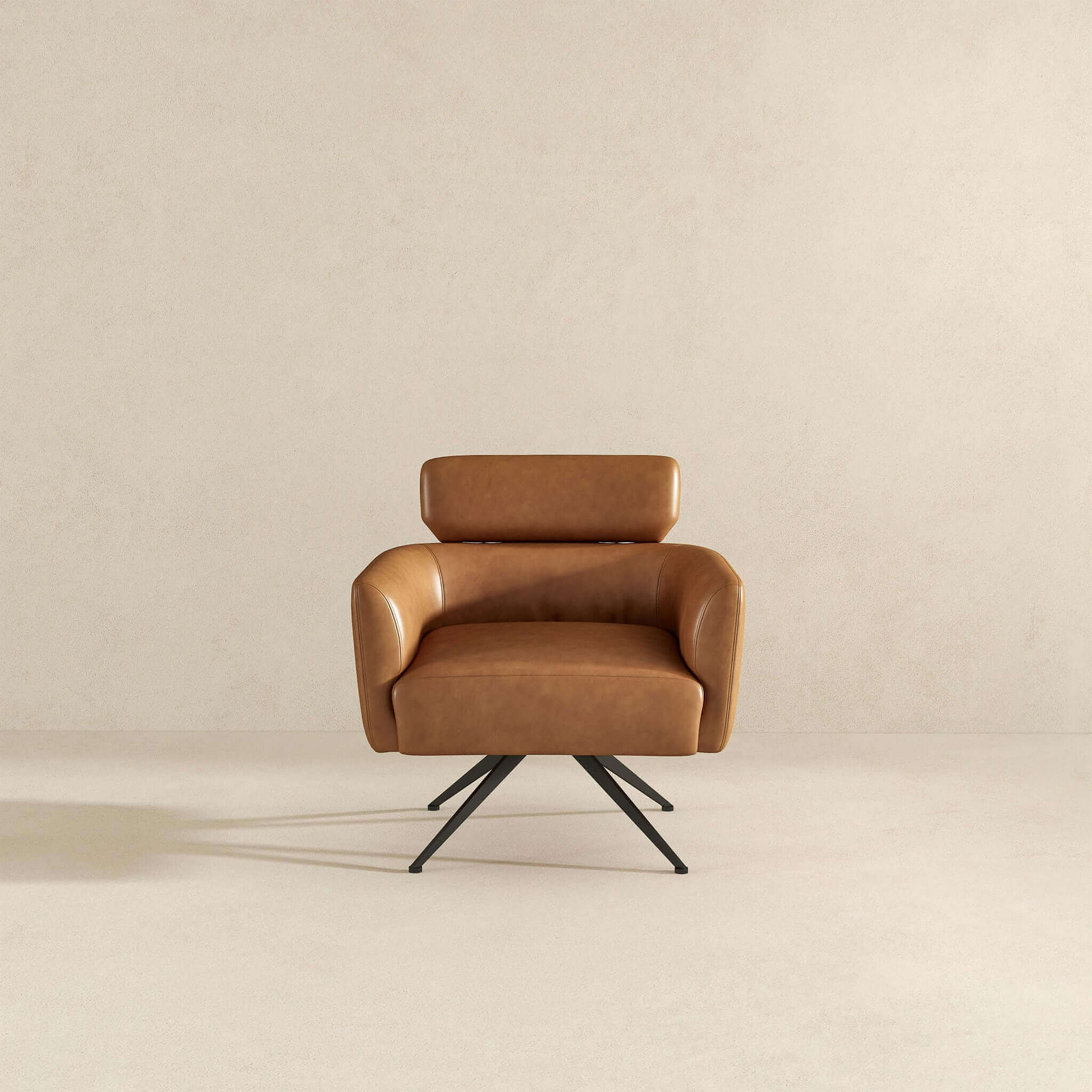 Camila Tan Leather Lounge Chair - Image 8