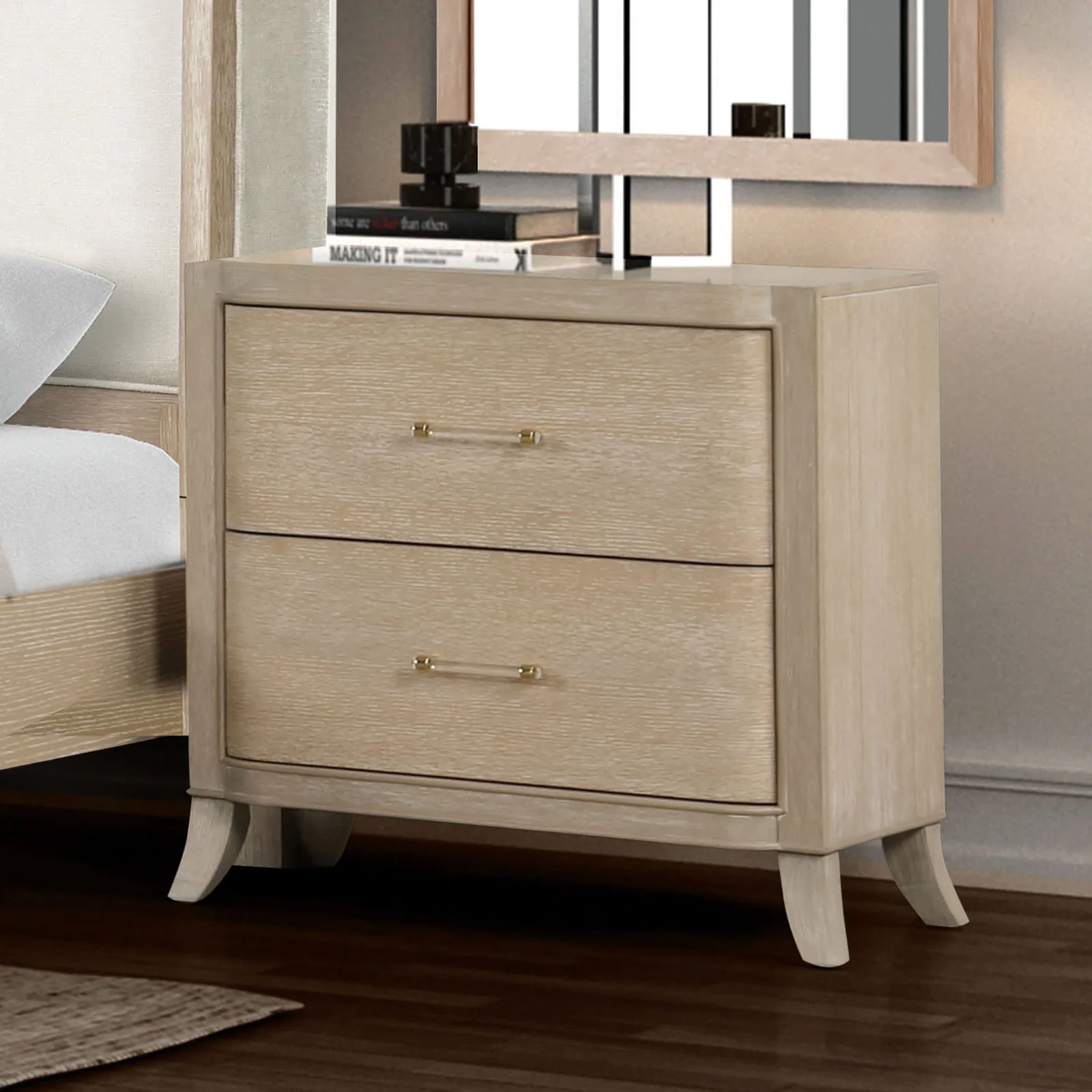 Candra Natural Oak Queen 5 Piece Bedroom Set w/2 Nightstands - Image 6