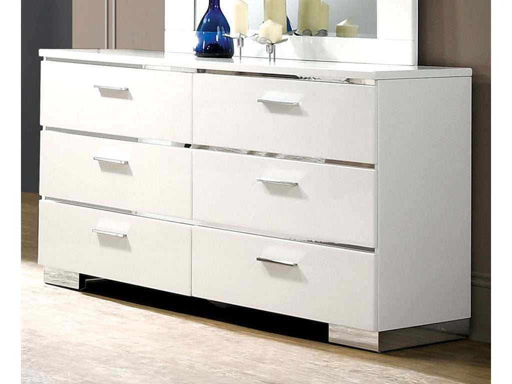 Carlie White & Chrome Dresser - Image 2