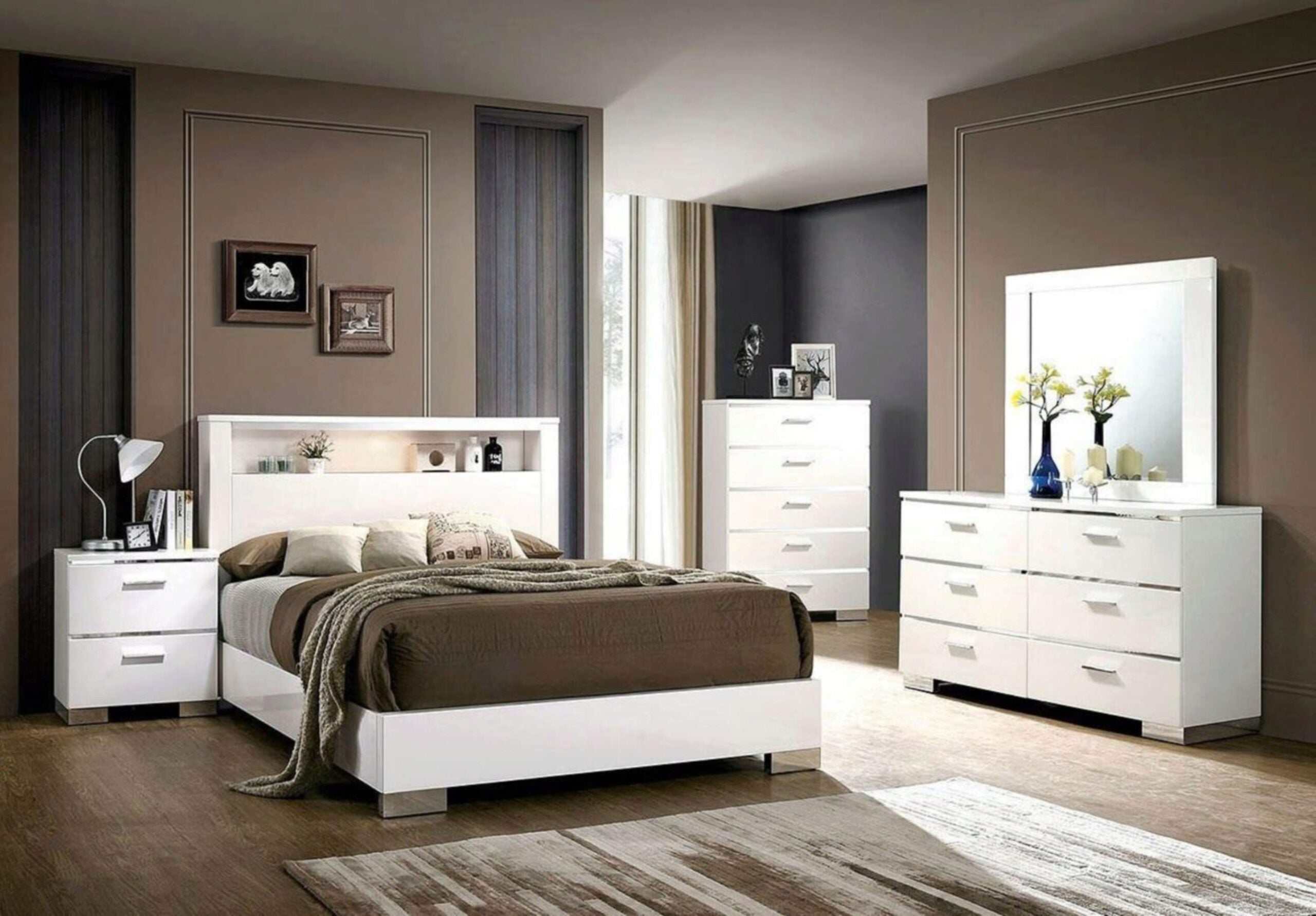 Carlie White & Chrome Dresser - Image 3
