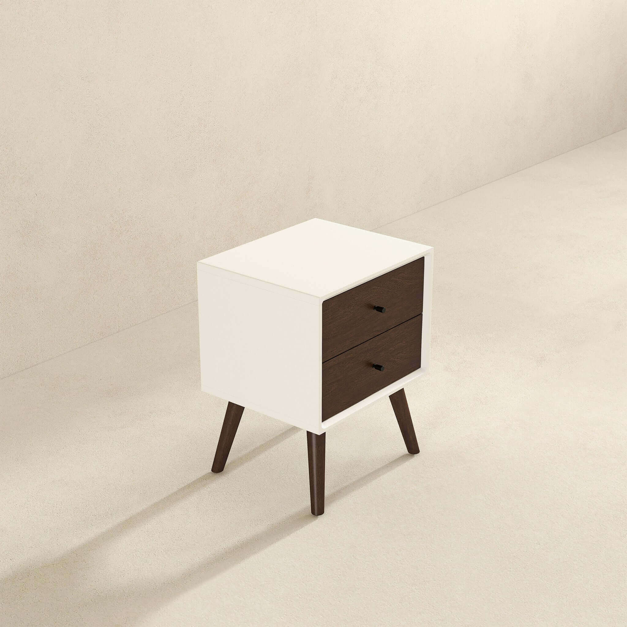 Caroline Mid Century Modern Style White Night Stand 2-Drawer - Image 3