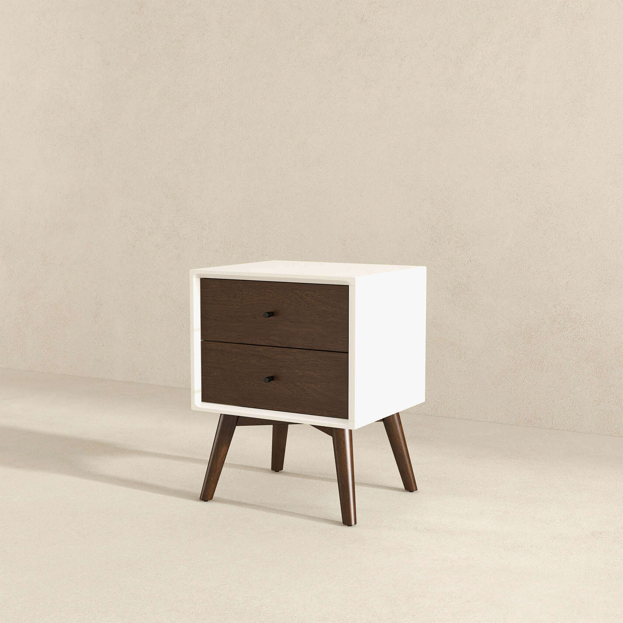 Caroline Mid Century Modern Style White Night Stand 2-Drawer - Image 5