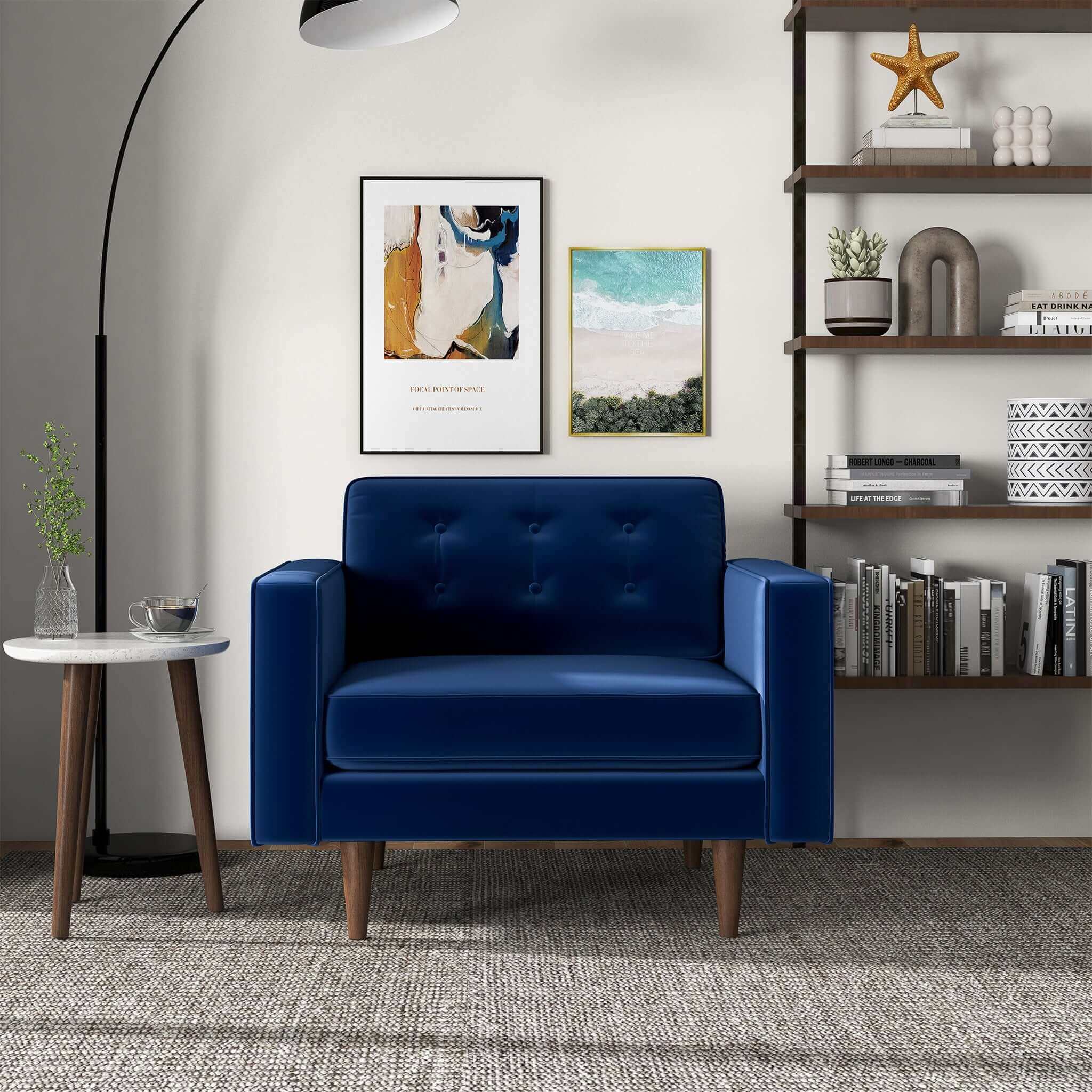 Casey  Blue Velvet Lounge Chair - Image 2