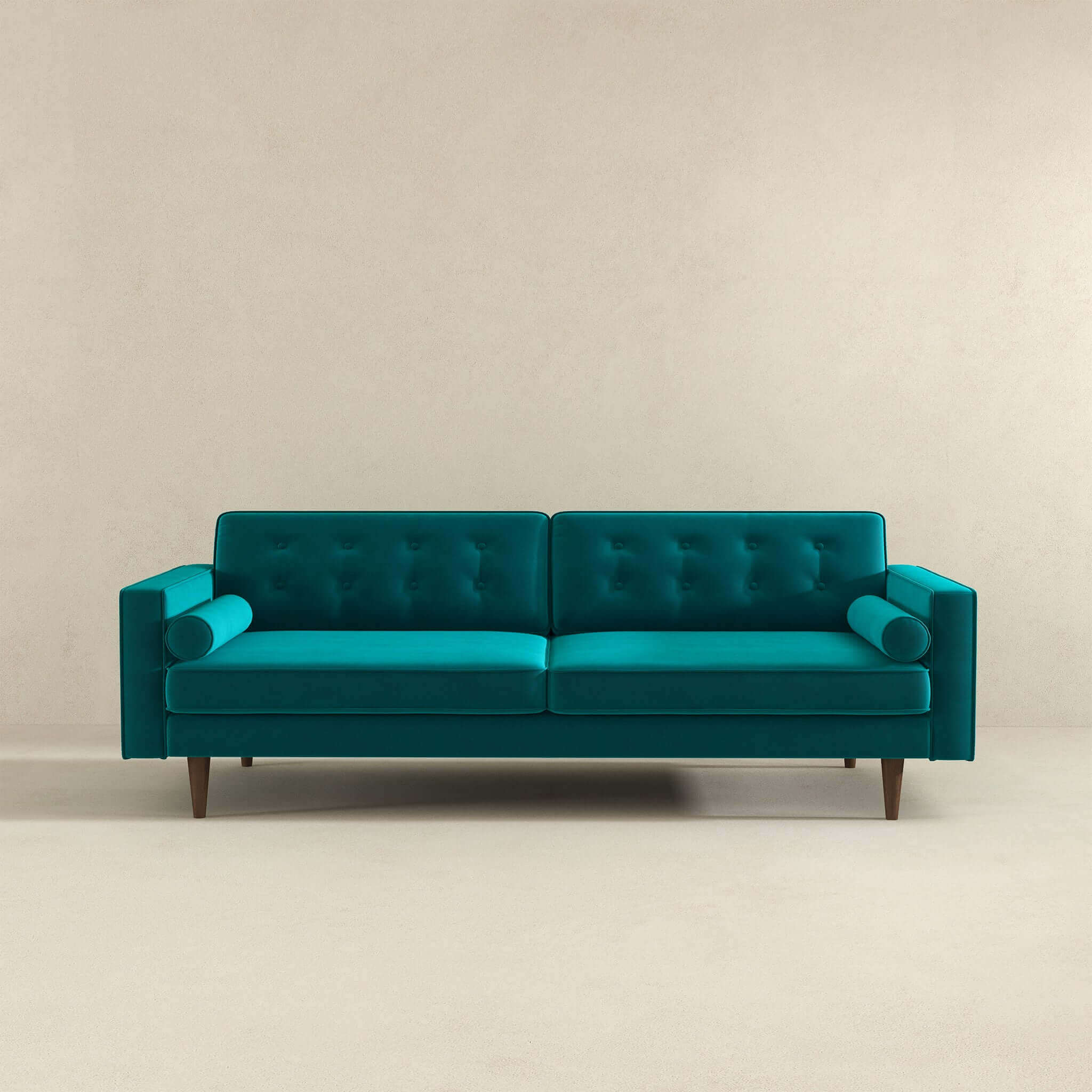 Casey Mid Century Modern Teal Velvet Sofa - Image 3