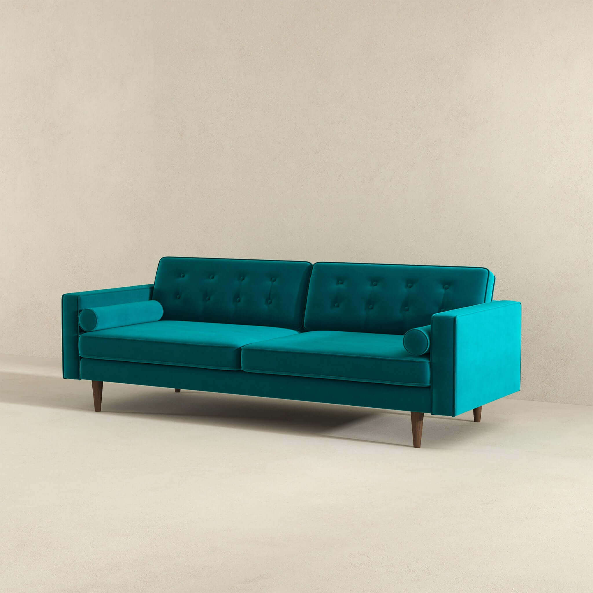 Casey Mid Century Modern Teal Velvet Sofa - Image 4