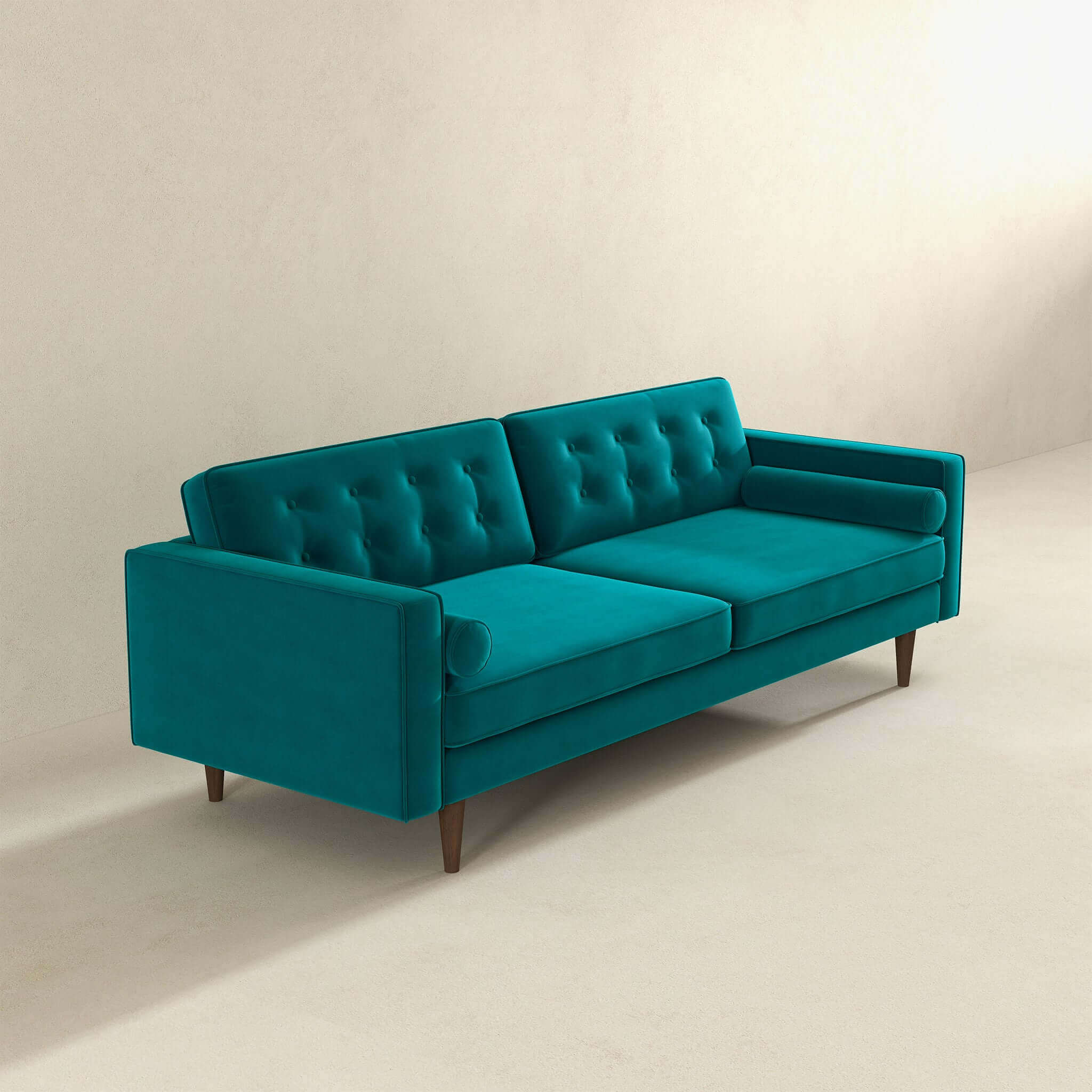 Casey Mid Century Modern Teal Velvet Sofa - Image 5