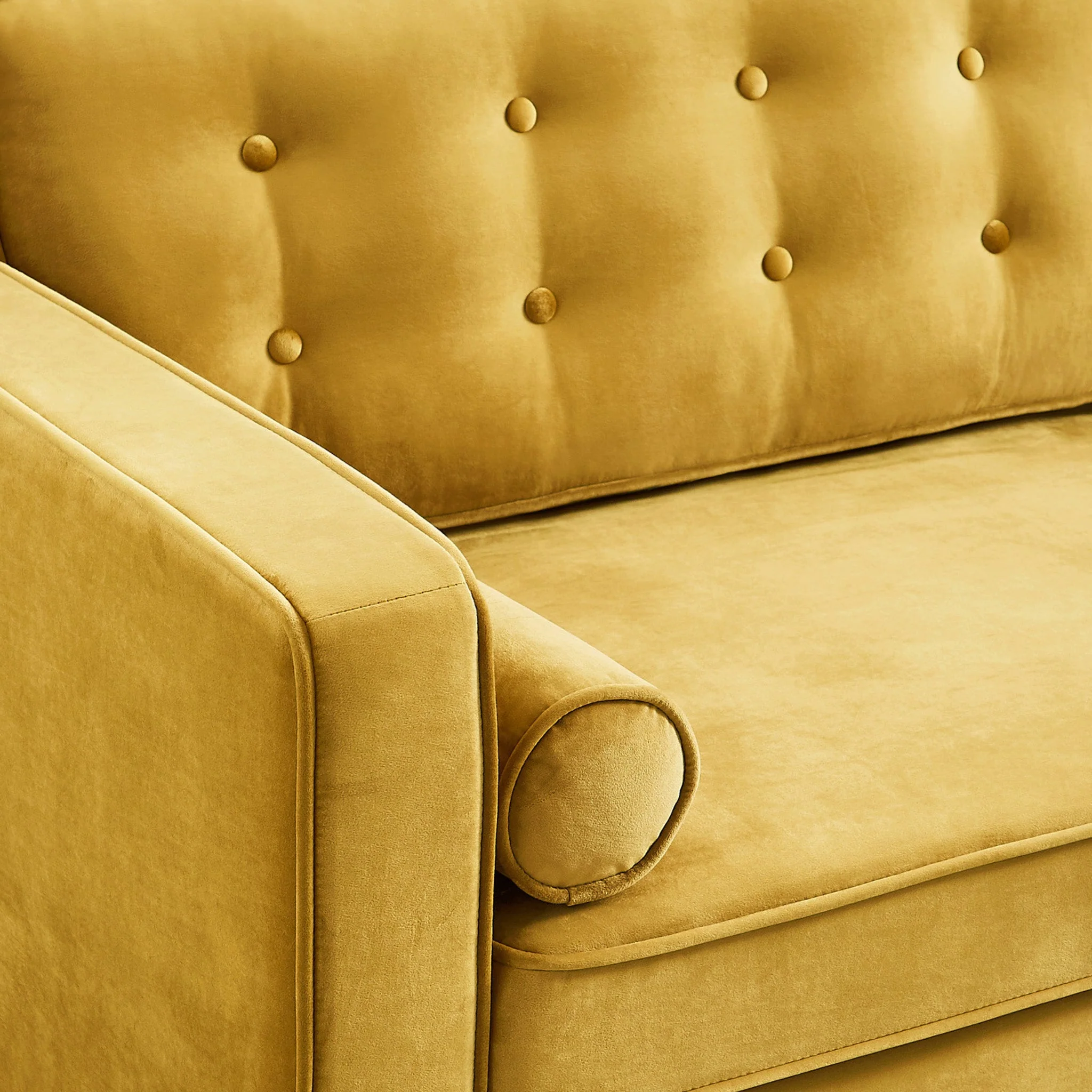 Casey Yellow Velvet Loveseat - Image 3