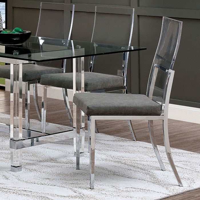 Casper Chrome & Glass Dining Room Set / 7pc - Image 4