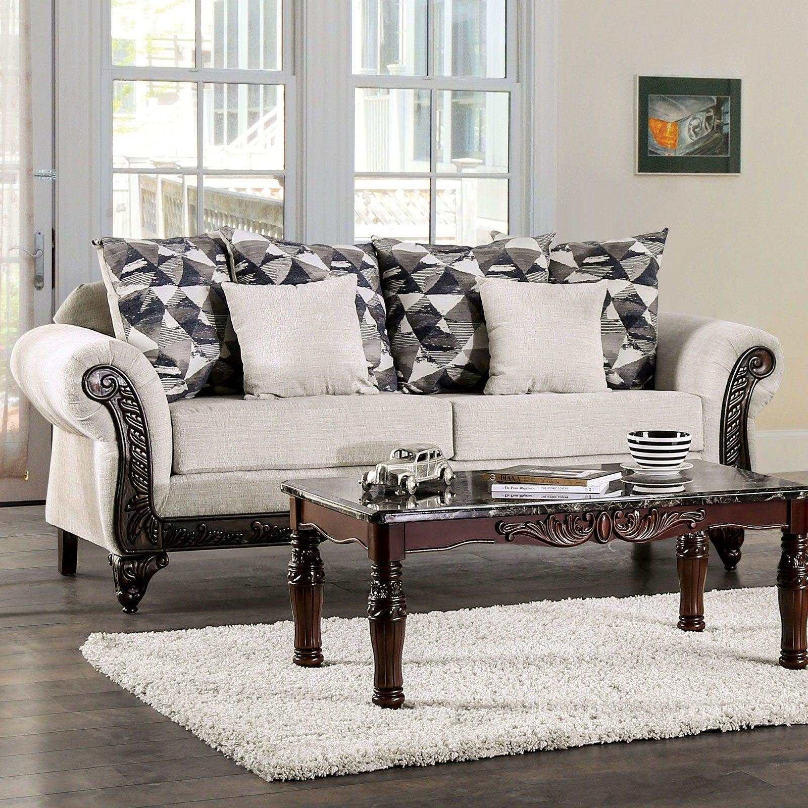 Cassani Walnut & Light Gray Stationary Sofa & Loveseat 2pc - Image 2