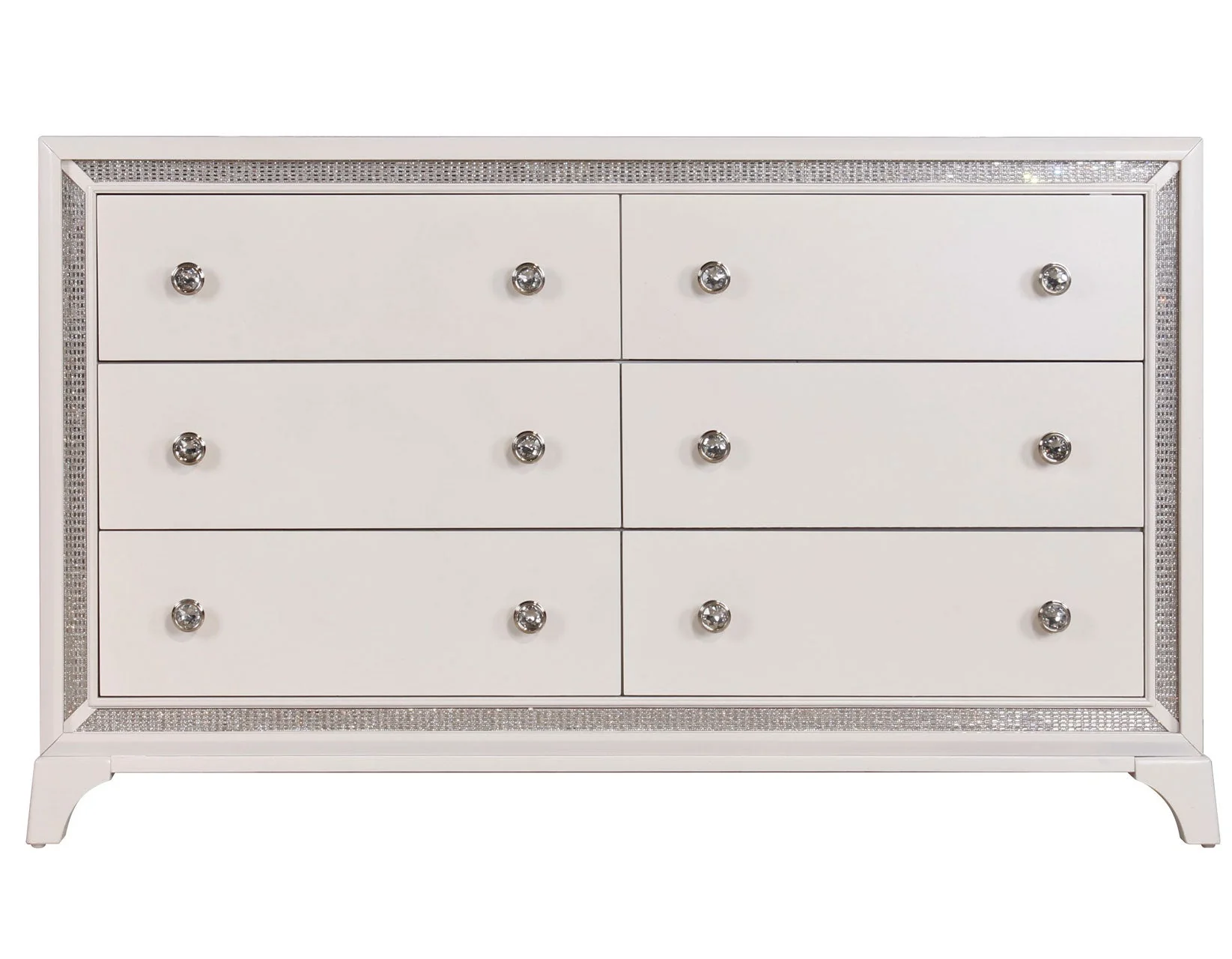 Cassie Illuminating Glam 58″ Dresser, Shimmering Pearl Finish - Image 2