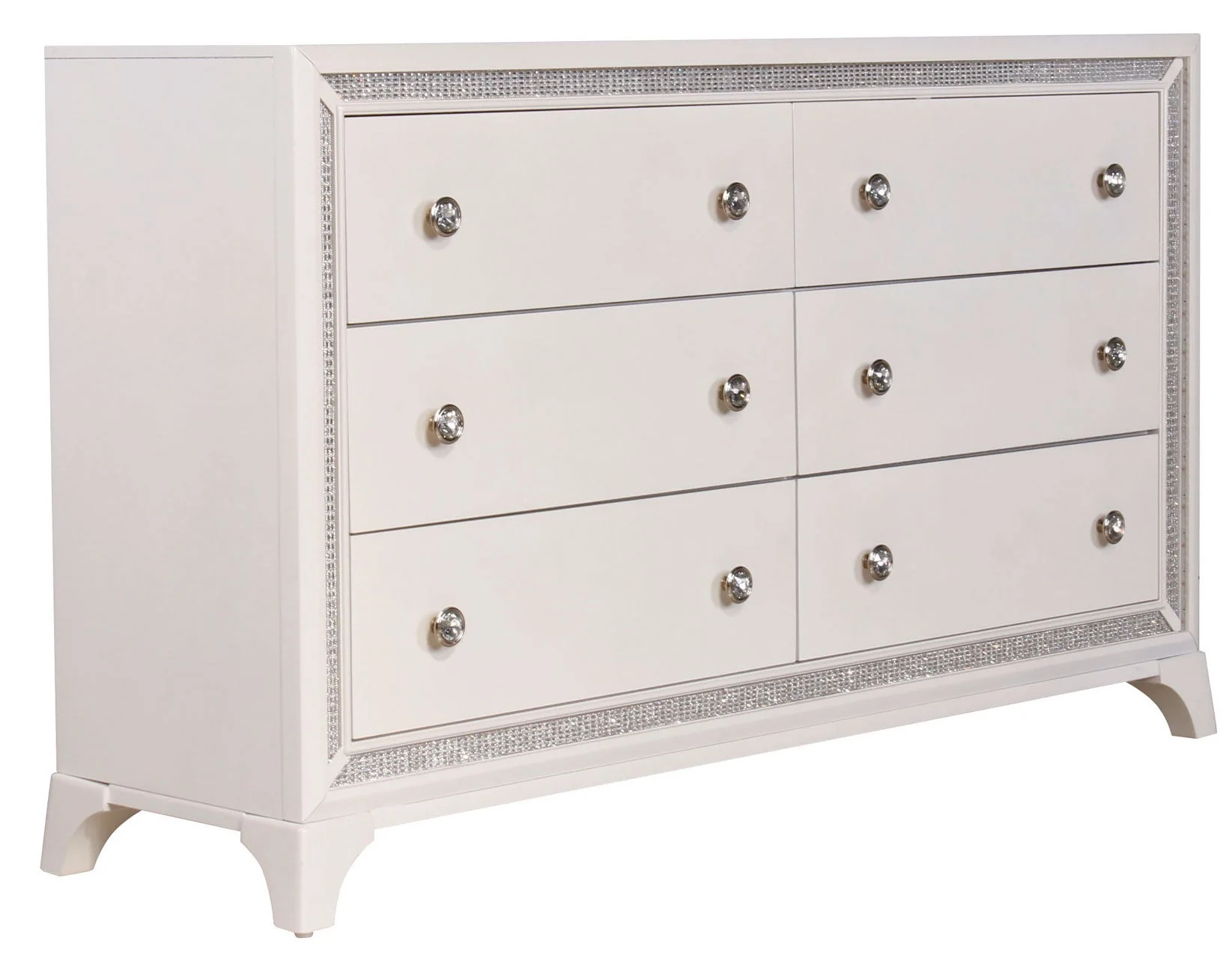 Cassie Illuminating Glam 58″ Dresser, Shimmering Pearl Finish - Image 4