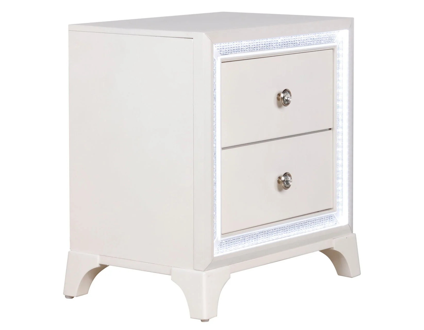 Cassie Illuminating Glam Nightstand, Shimmering Pearl Finish - Image 3