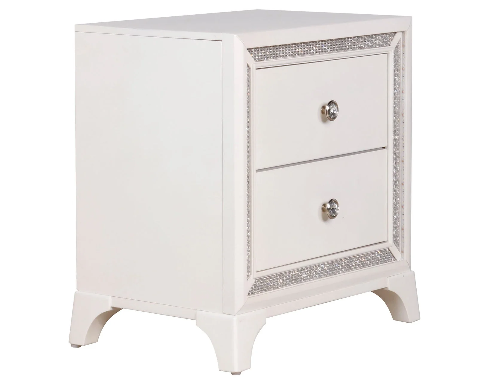 Cassie Illuminating Glam Nightstand, Shimmering Pearl Finish - Image 4