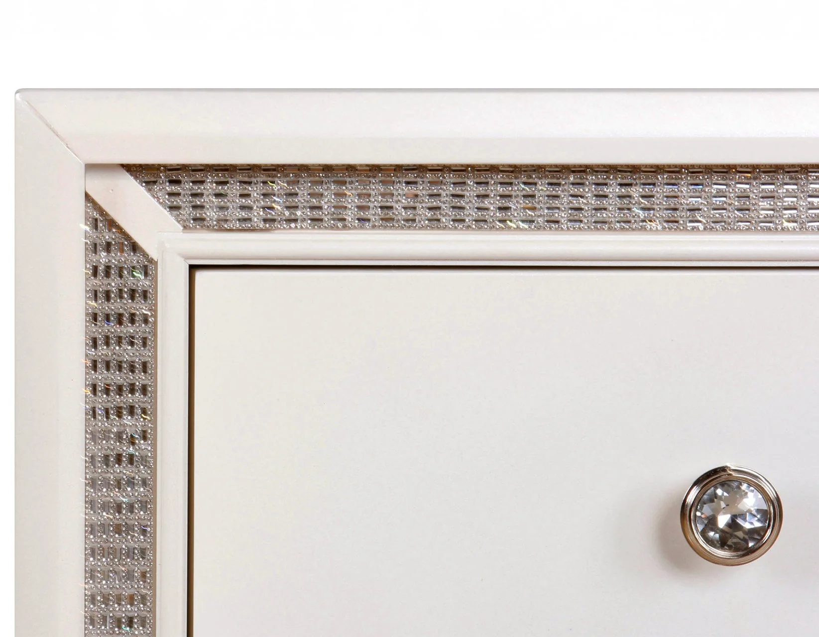 Cassie Illuminating Glam Nightstand, Shimmering Pearl Finish - Image 6