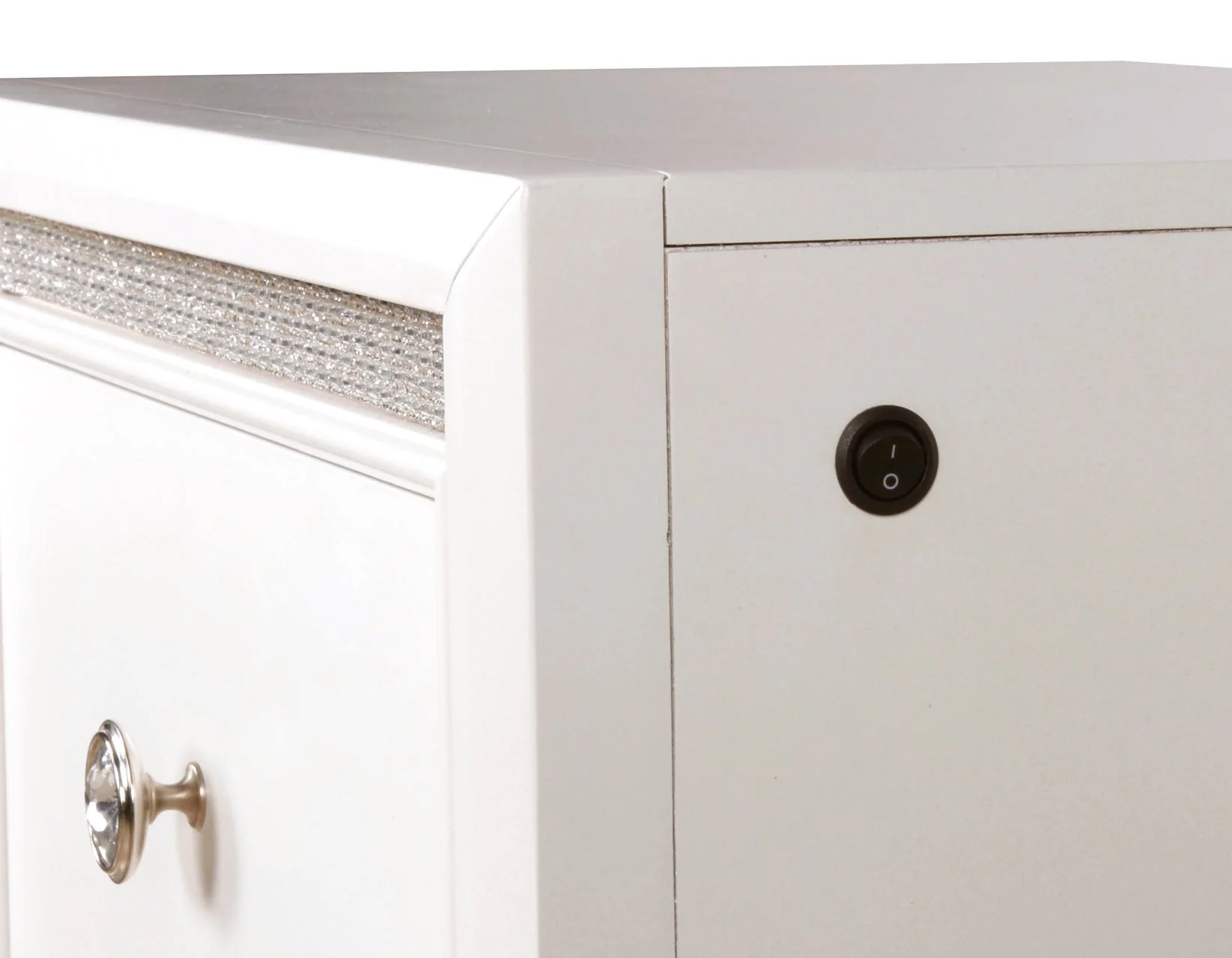 Cassie Illuminating Glam Nightstand, Shimmering Pearl Finish - Image 7
