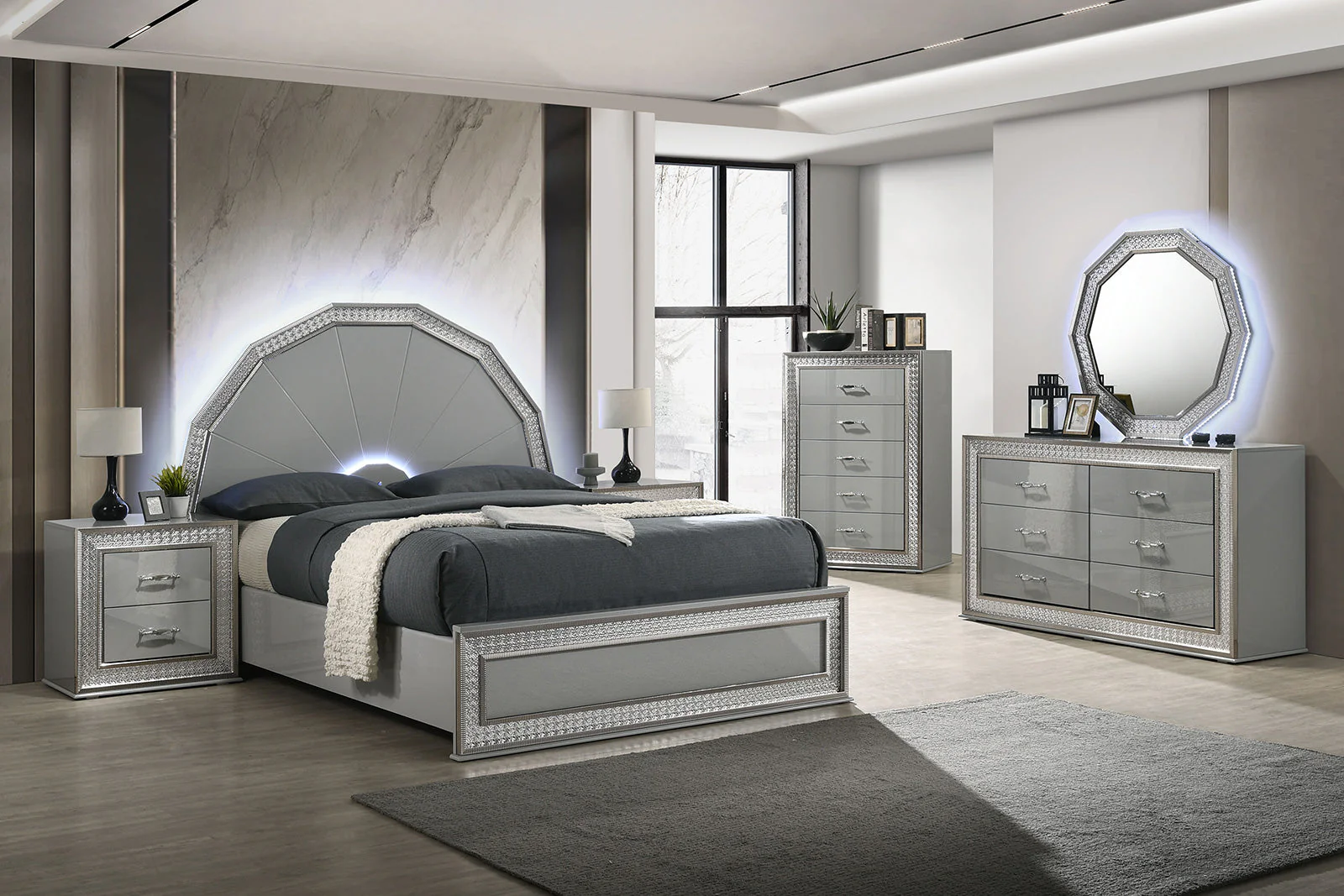 Cassiopeia Metallic Gray Eastern King Bed - Image 3