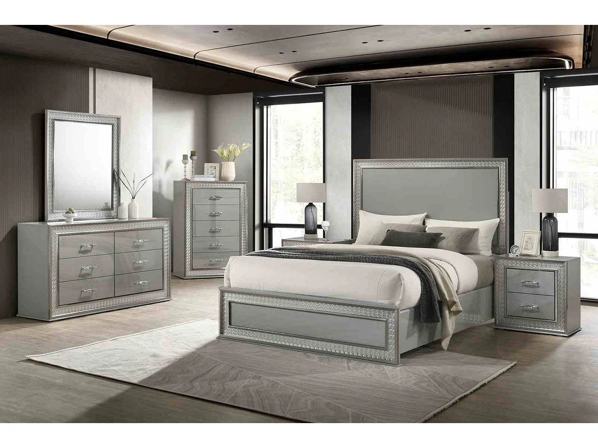 Cassiopeia Metallic Gray Queen Bed