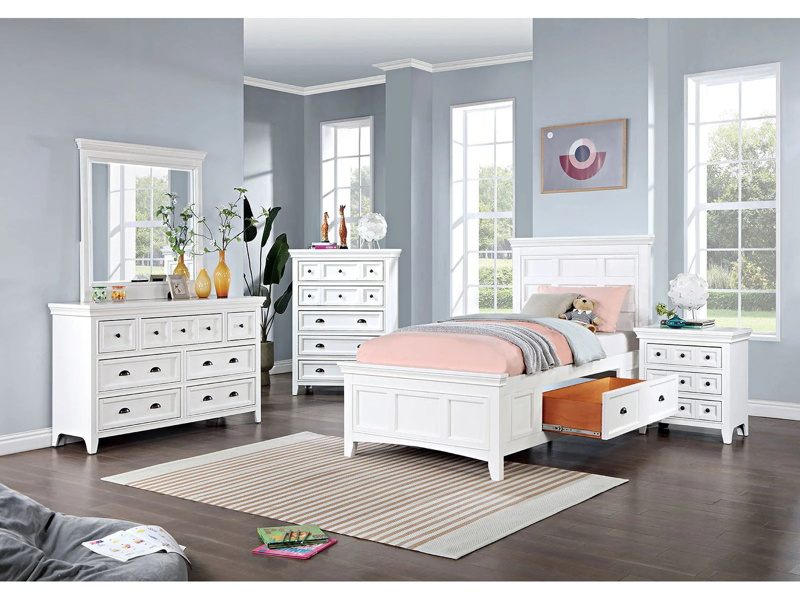 Castile White 4 Pc. Twin Bedroom Set