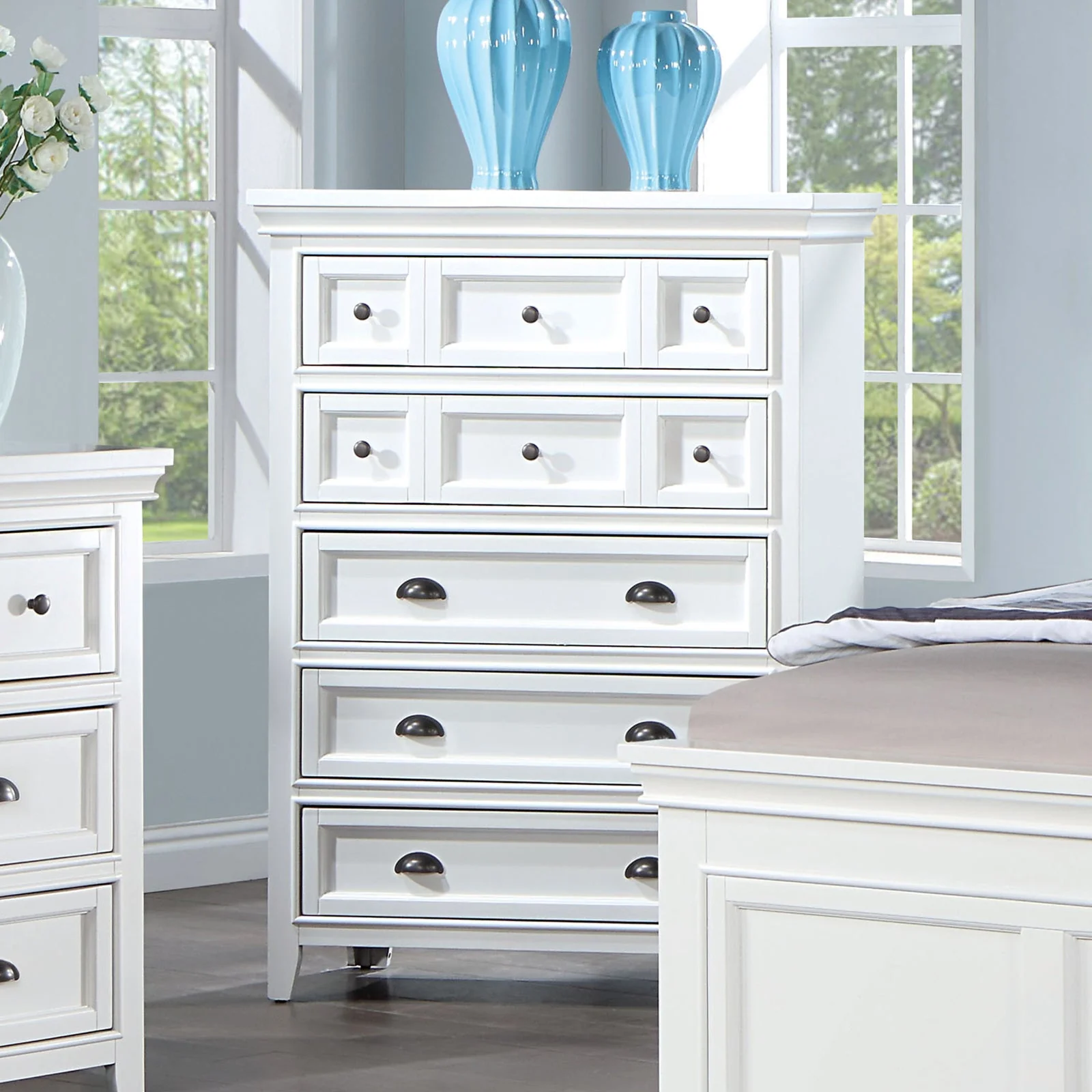 Castile White 5 Pc. Queen Bedroom Set w/ Chest - Image 6