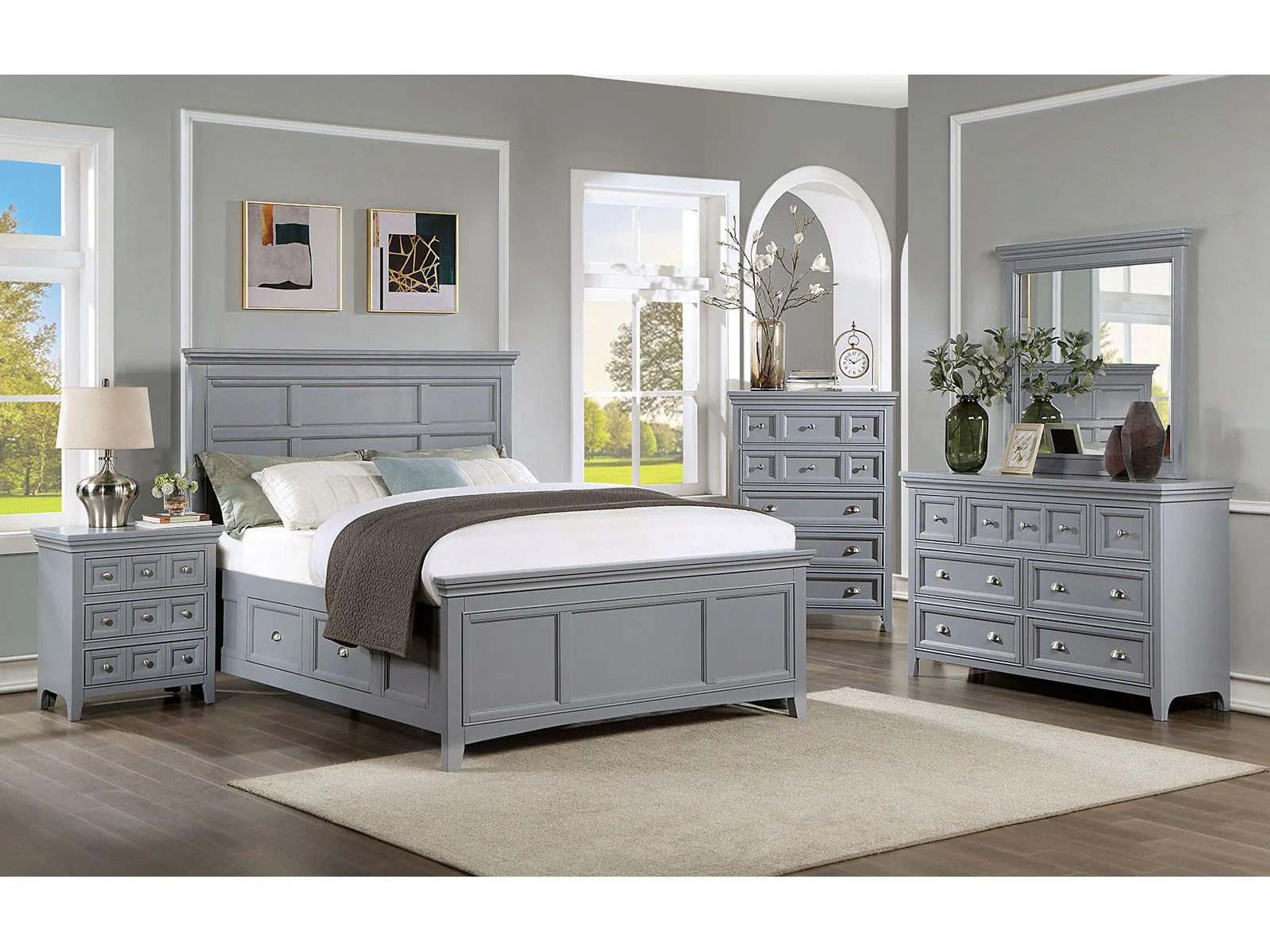 Castlile Gray 5 Pc. Queen Bedroom Set w/ Chest
