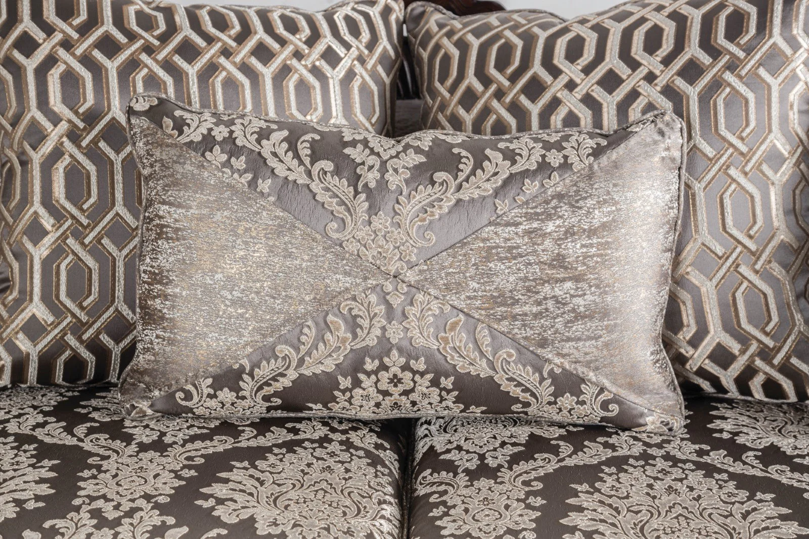 Catalonia Beige/Dark Cherry Sofa - Image 2