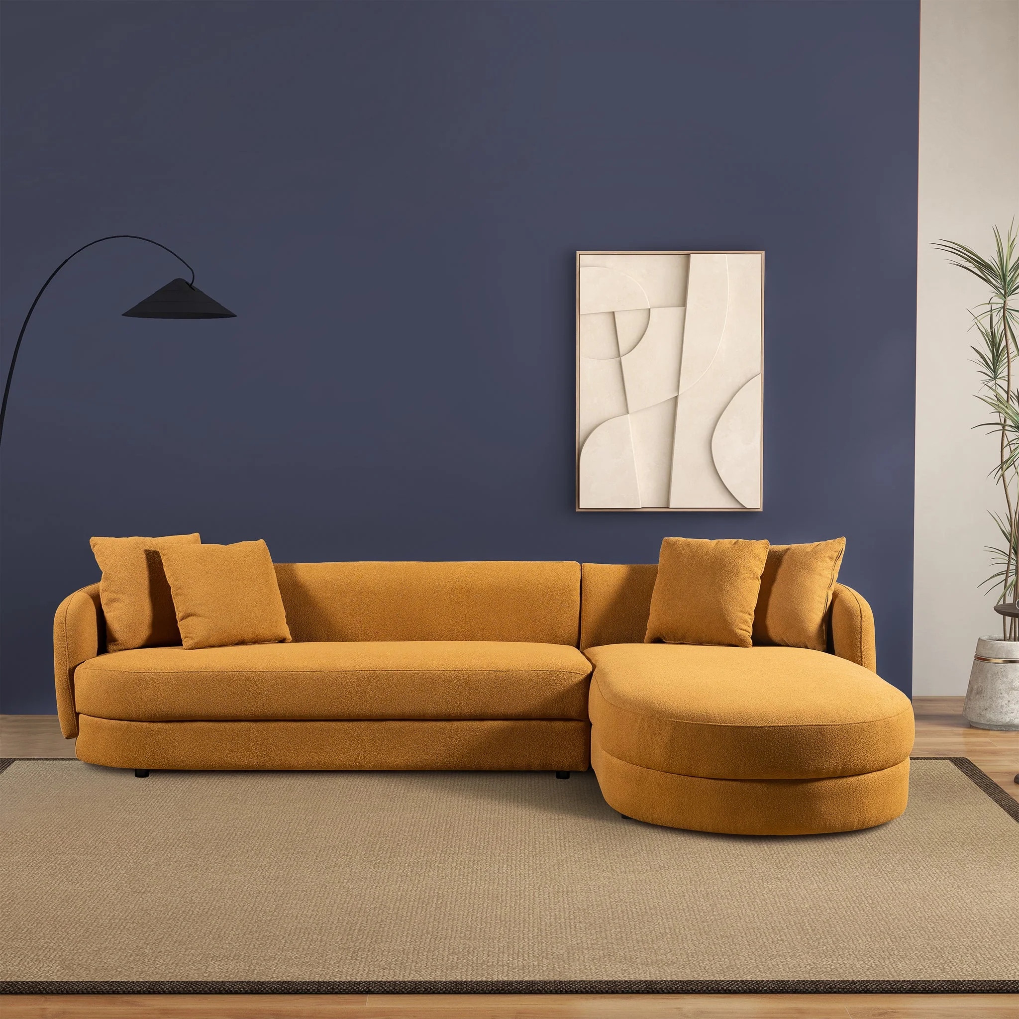 Chandler Cognac Boucle Right Sectional Sofa - Image 3