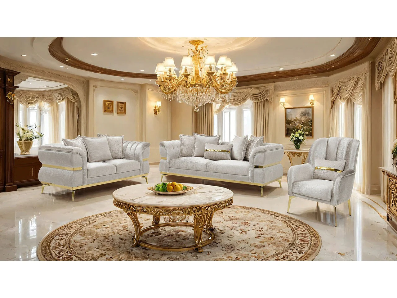 Charlevoix Beige/Gold Chair