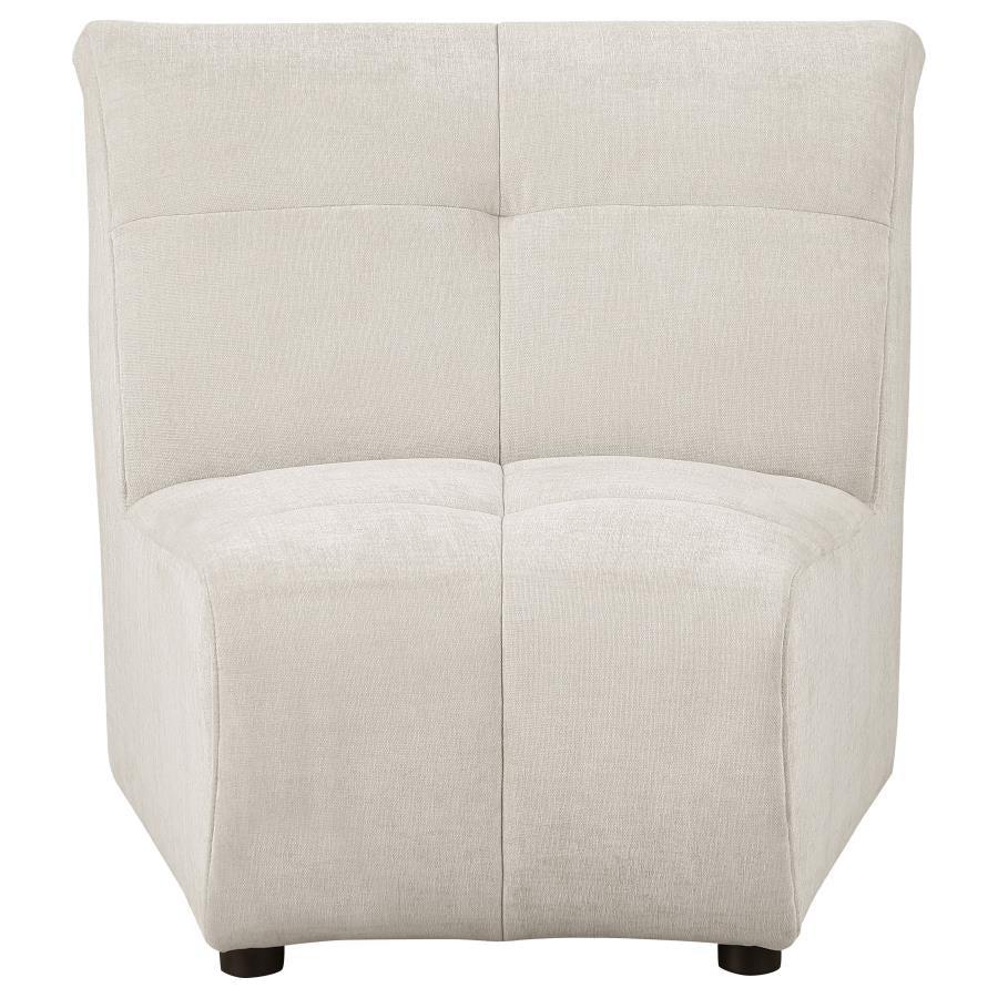 Charlotte Upholstered Curved Armless Chair Ivory - Image 3