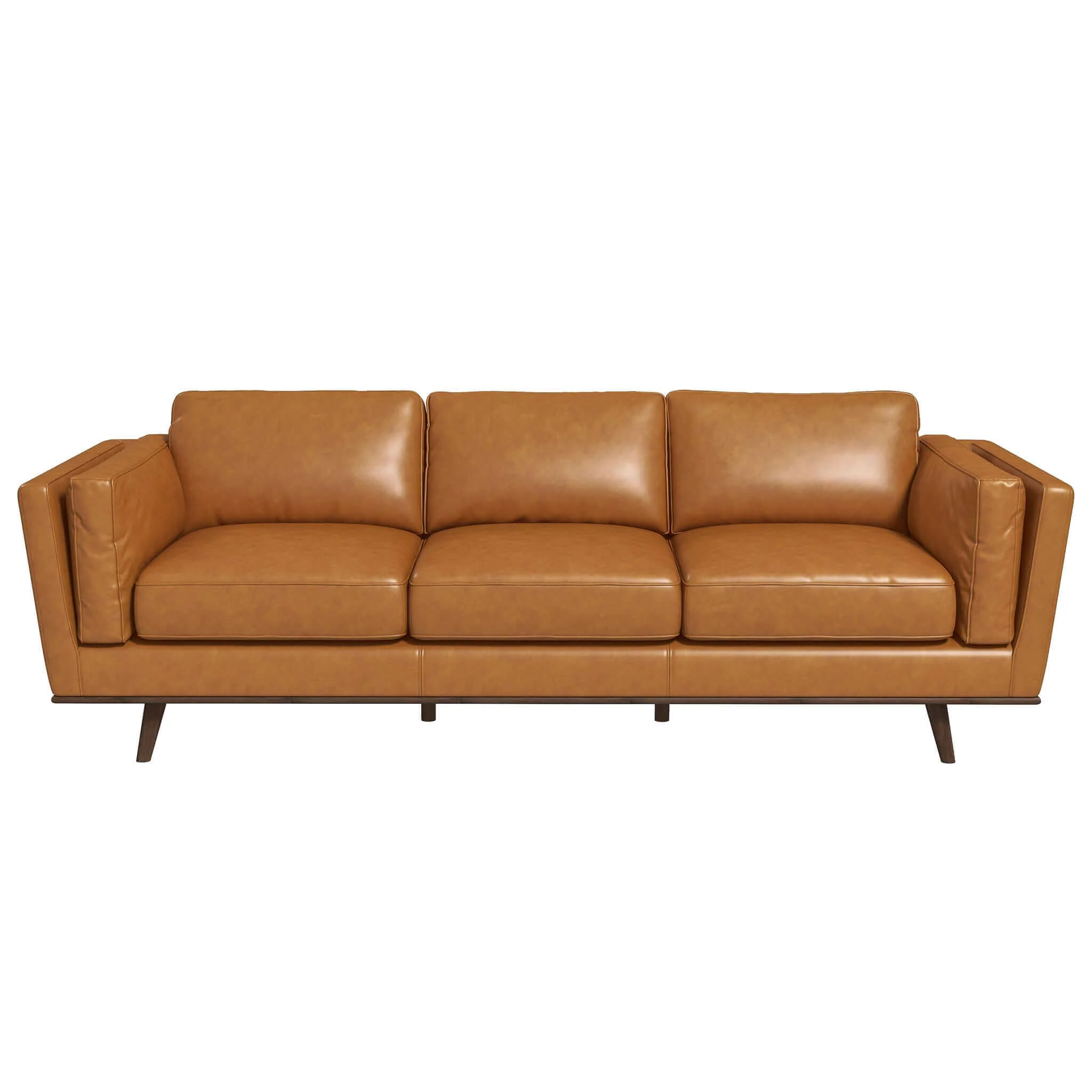 Chase Mid Century Modern Tan Genuine Leather Sofa - Image 2